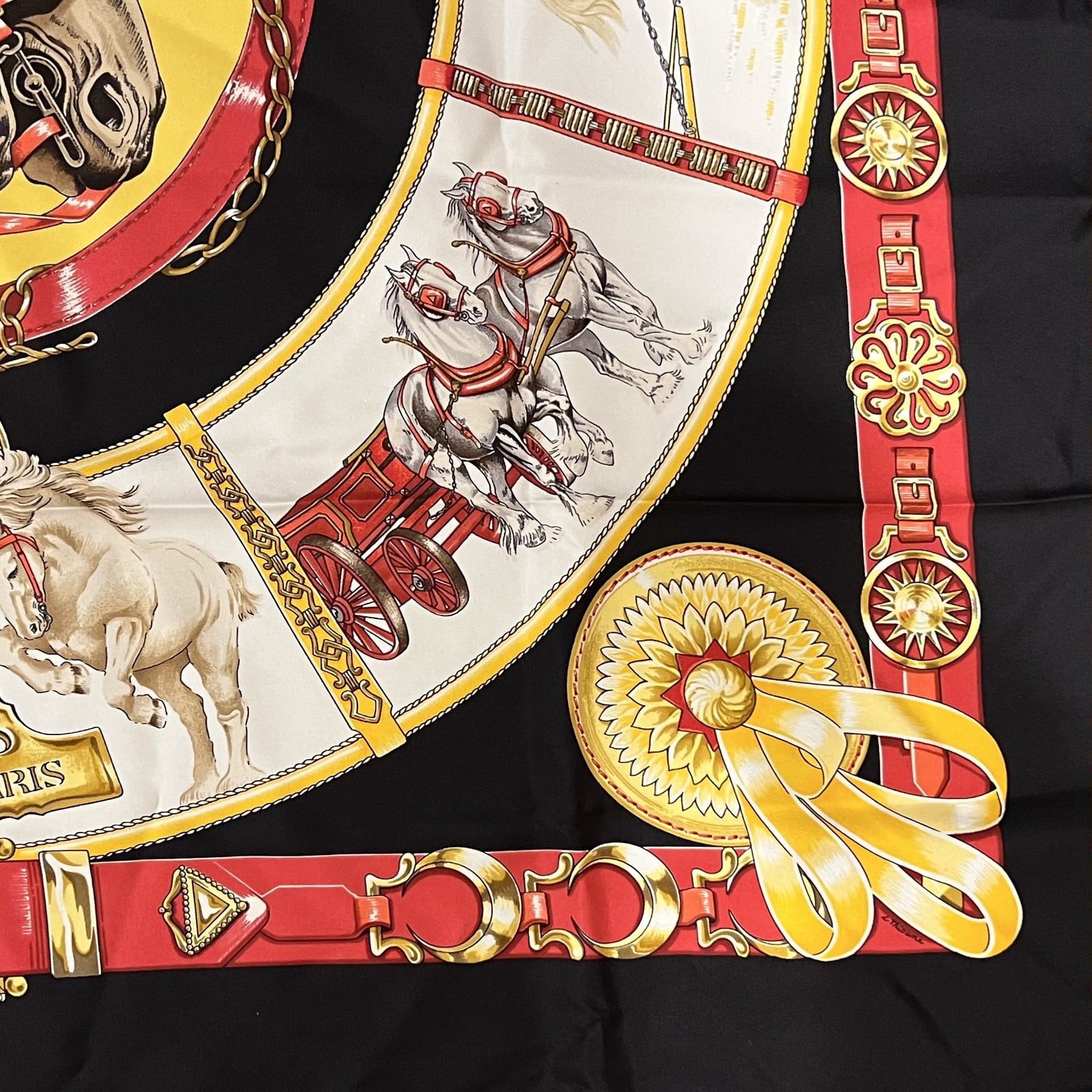Hermes Clothing, Shoes & Accessories:Women:Women's Accessories:Scarves & Wraps Authentic Hermes Carré 90 cm Chevaux de Trait Silk Scarf
