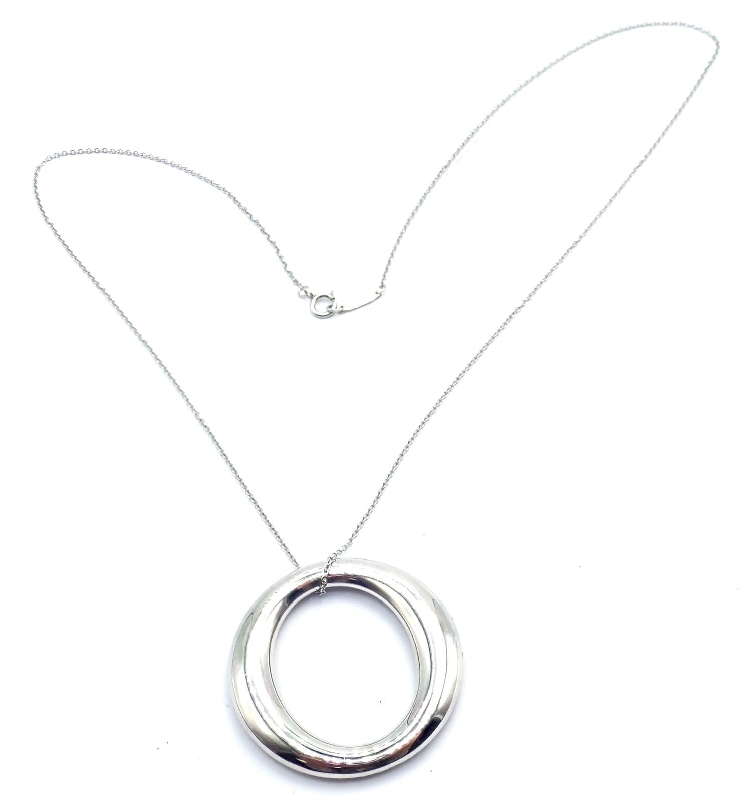 Tiffany & Co. Jewelry & Watches:Fine Jewelry:Necklaces & Pendants Tiffany & Co Peretti Platinum Diamond Large 35mm Sevillana Pendant Necklace