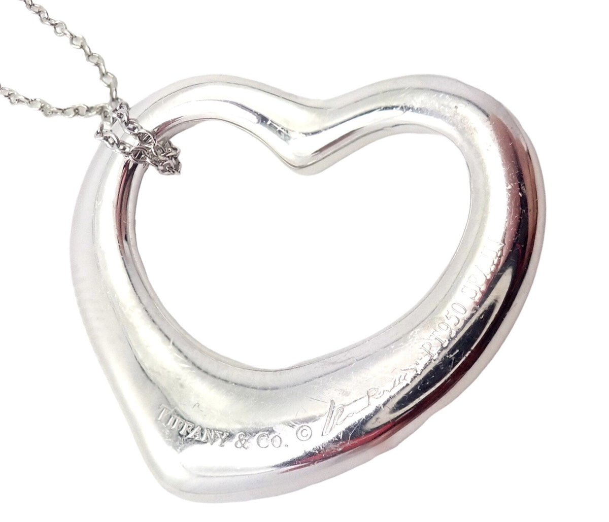Tiffany & Co. Jewelry & Watches:Fine Jewelry:Necklaces & Pendants Authentic! Tiffany & Co Elsa Peretti Platinum Diamond Large Open Heart Necklace