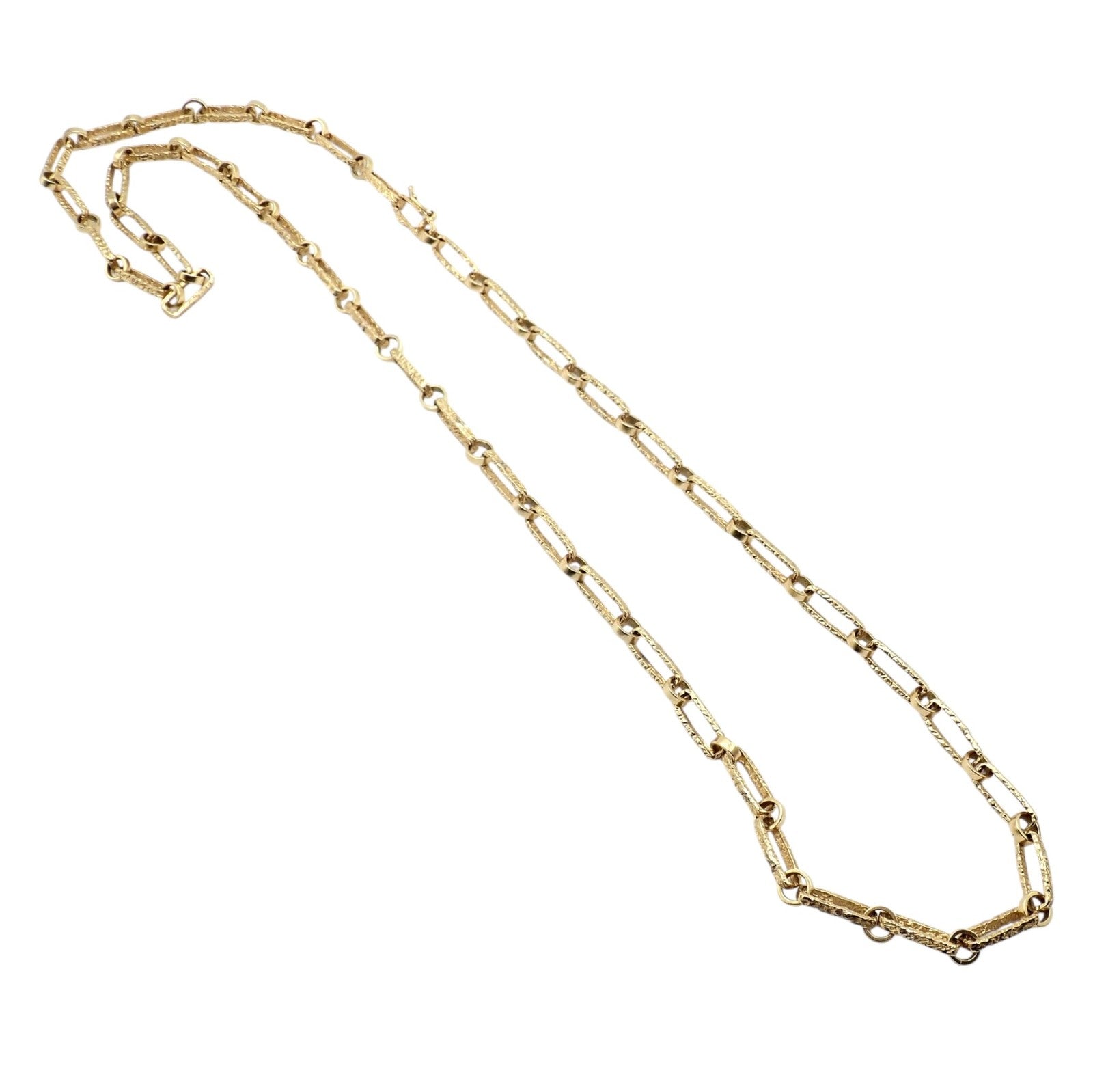 Rare! Vintage Estate 18k Yellow Gold Long 30" Paperclip Necklace 56.8g | Fortrove
