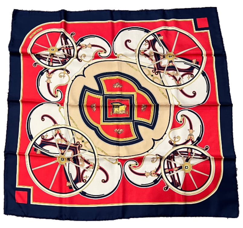 Authentic RARE! Hermes Washington's Carriage Vintage 90cm Silk Scarf