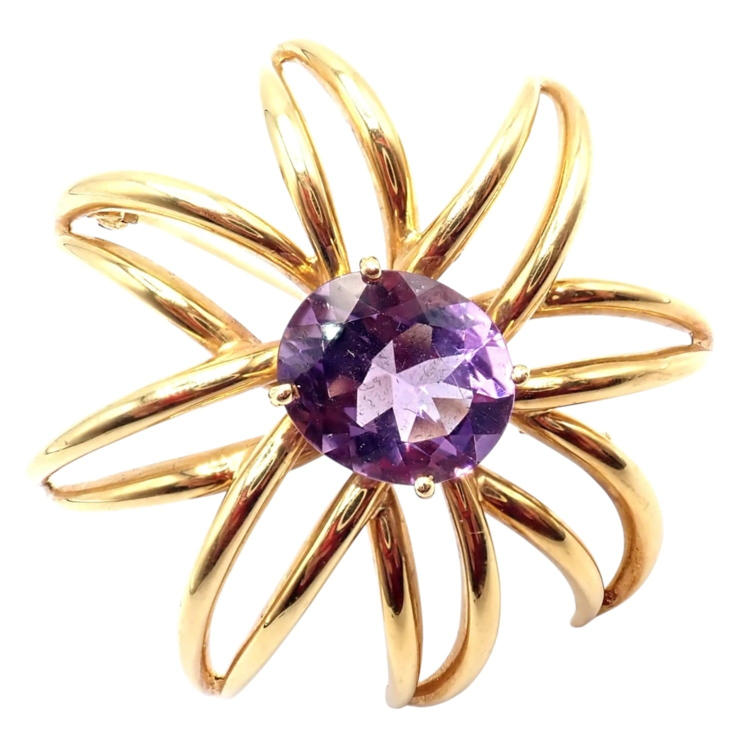 Tiffany & Co. Jewelry & Watches:Fine Jewelry:Brooches & Pins Authentic! Tiffany & Co Fireworks 18k Yellow Gold Amethyst Pin Brooch 1994