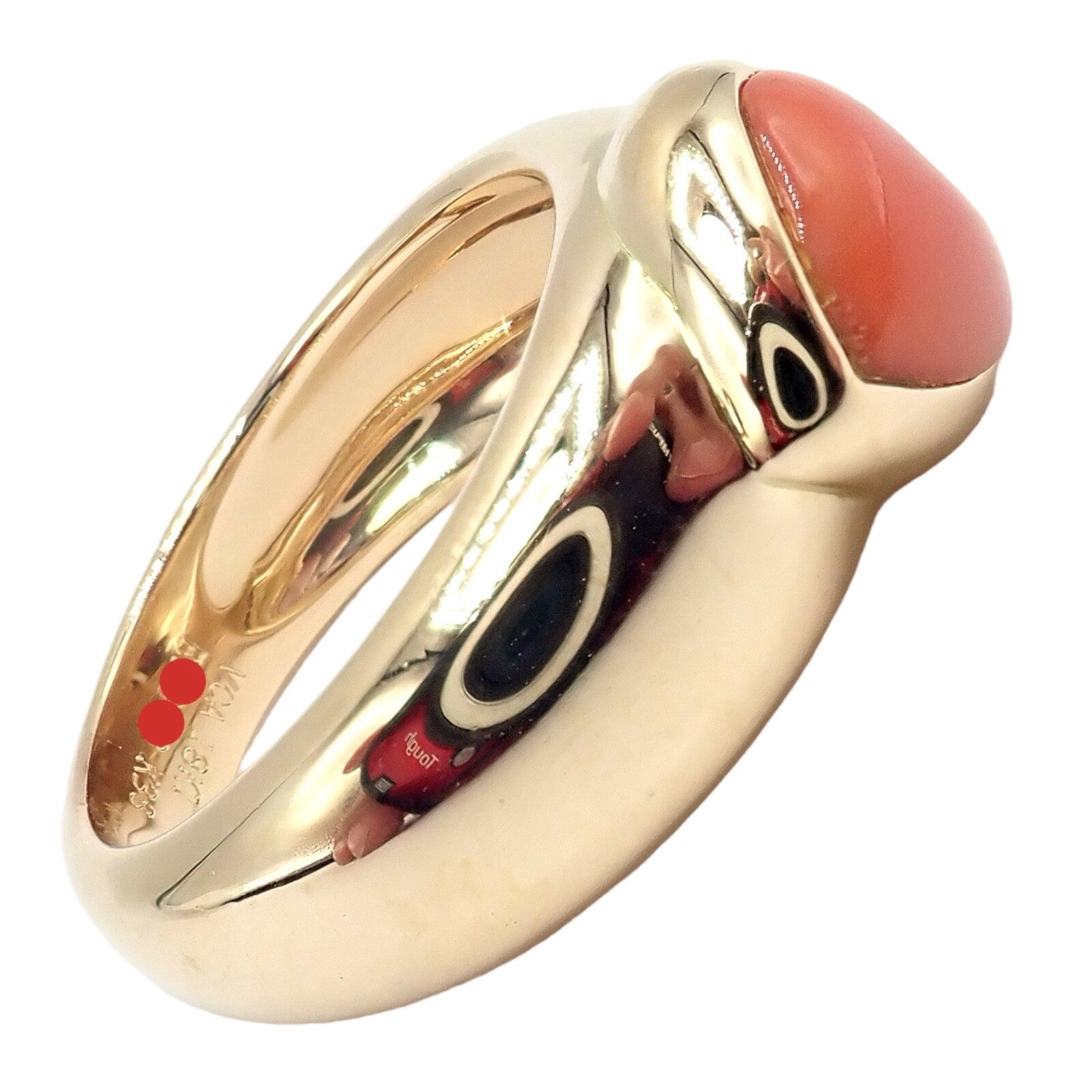 Rare! Authentic Van Cleef & Arpels 18k Yellow Gold Coral Heart Ring sz 4.5 | Fortrove