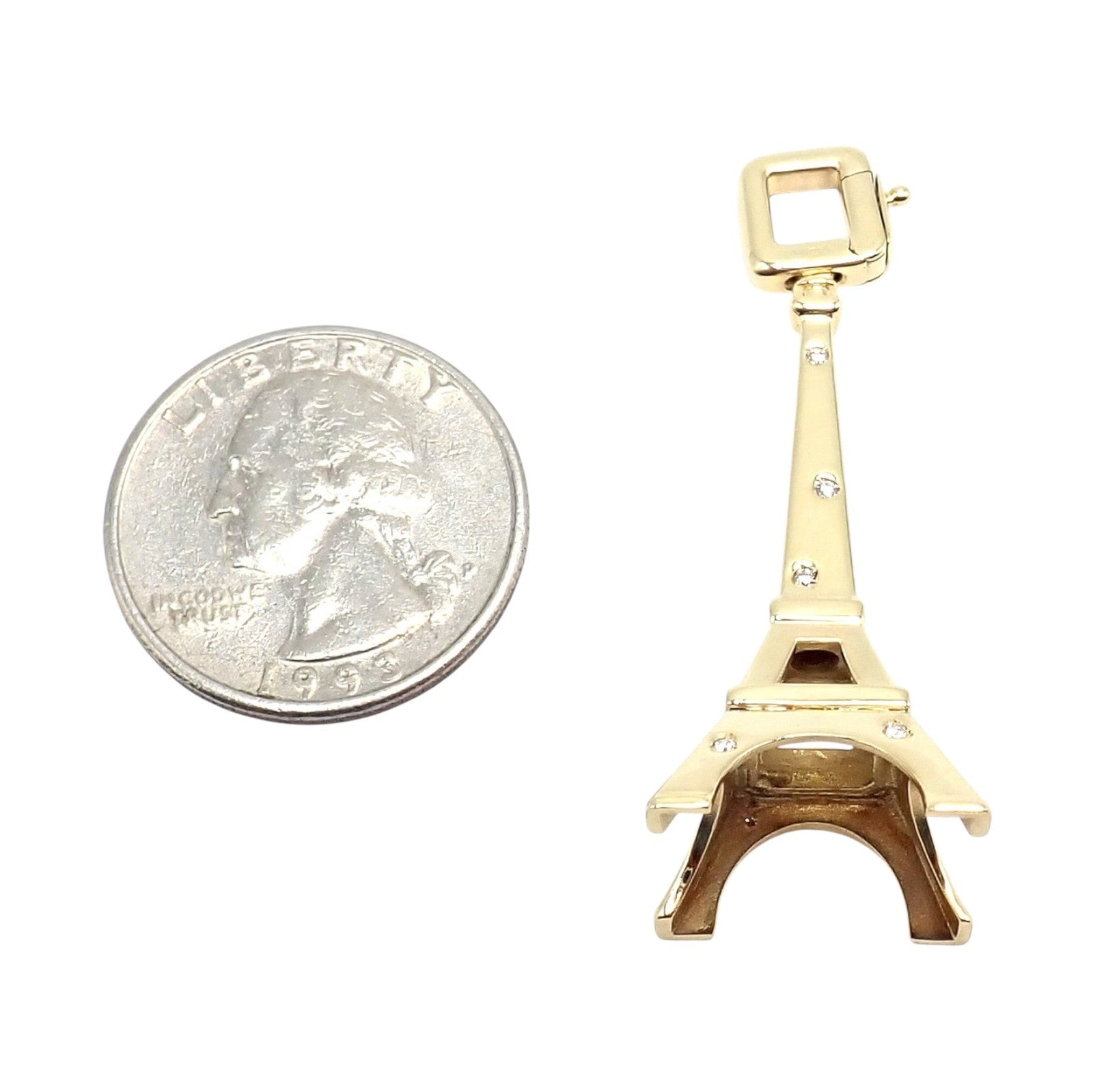 Vintage Louis Vuitton 18k Yellow Gold Large Eiffel Tower Diamond Charm Pendant | Fortrove