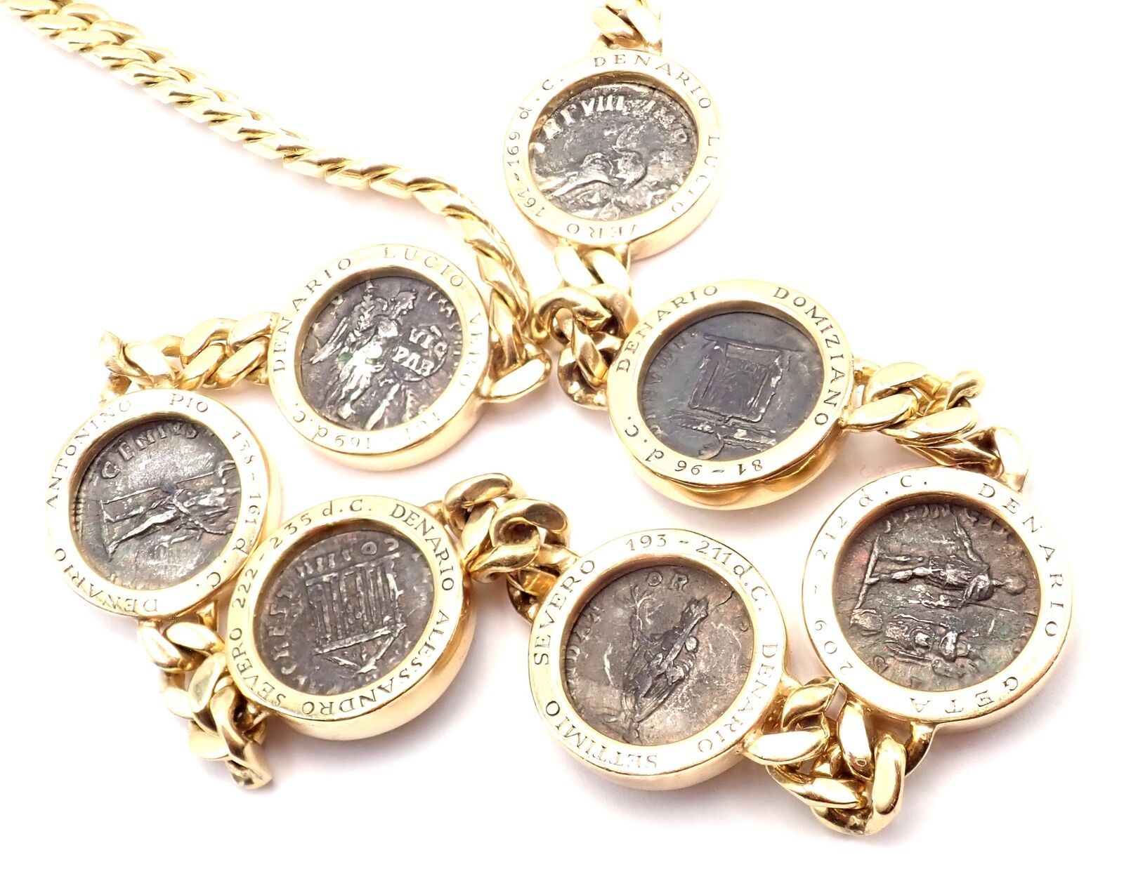 Vintage! Bvlgari Bulgari 18k Yellow Gold 7 Antique Coin Monete Link Necklace | Fortrove