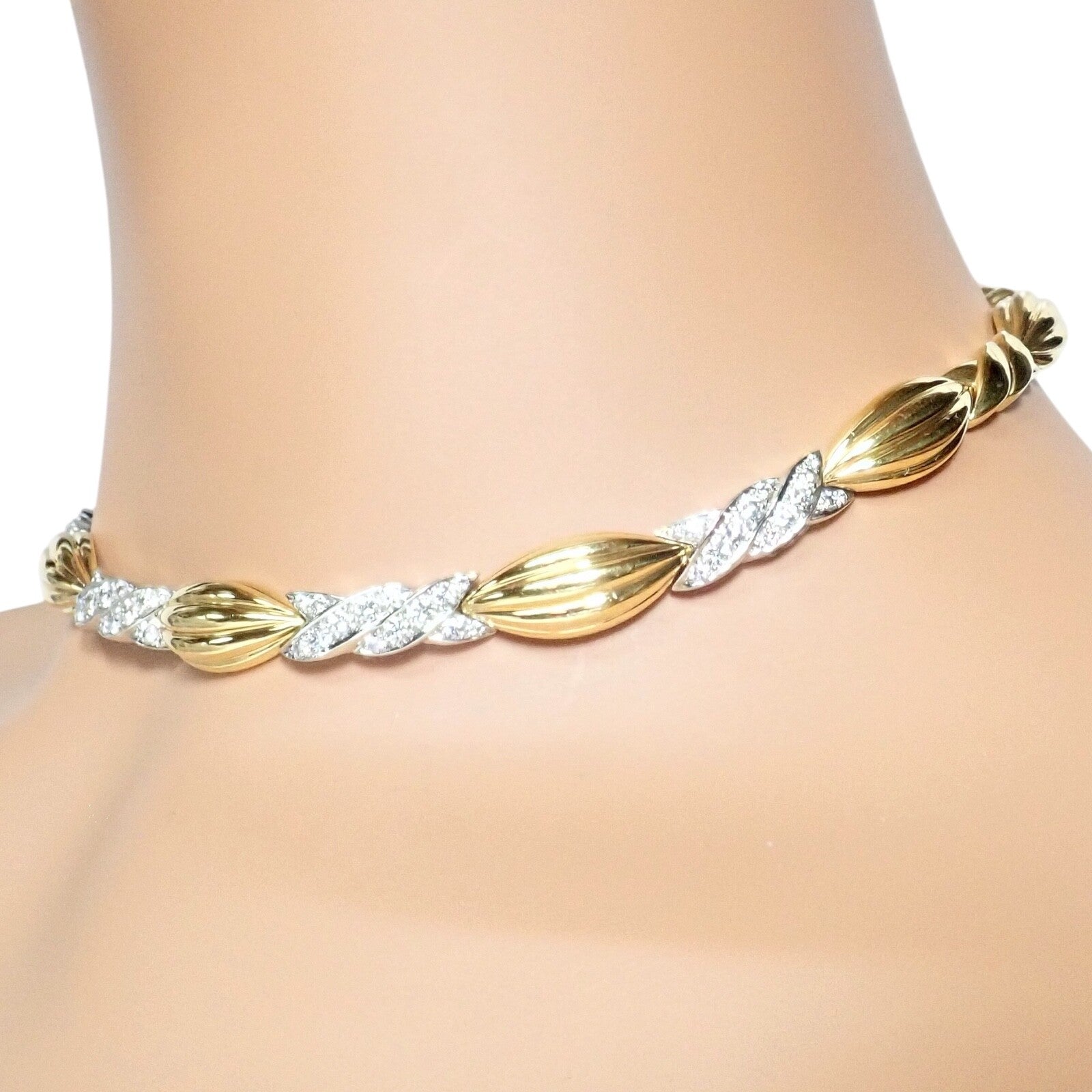 Authentic! Tiffany & Co 18k Yellow + White Gold 4ct Diamond Candy Necklace | Fortrove