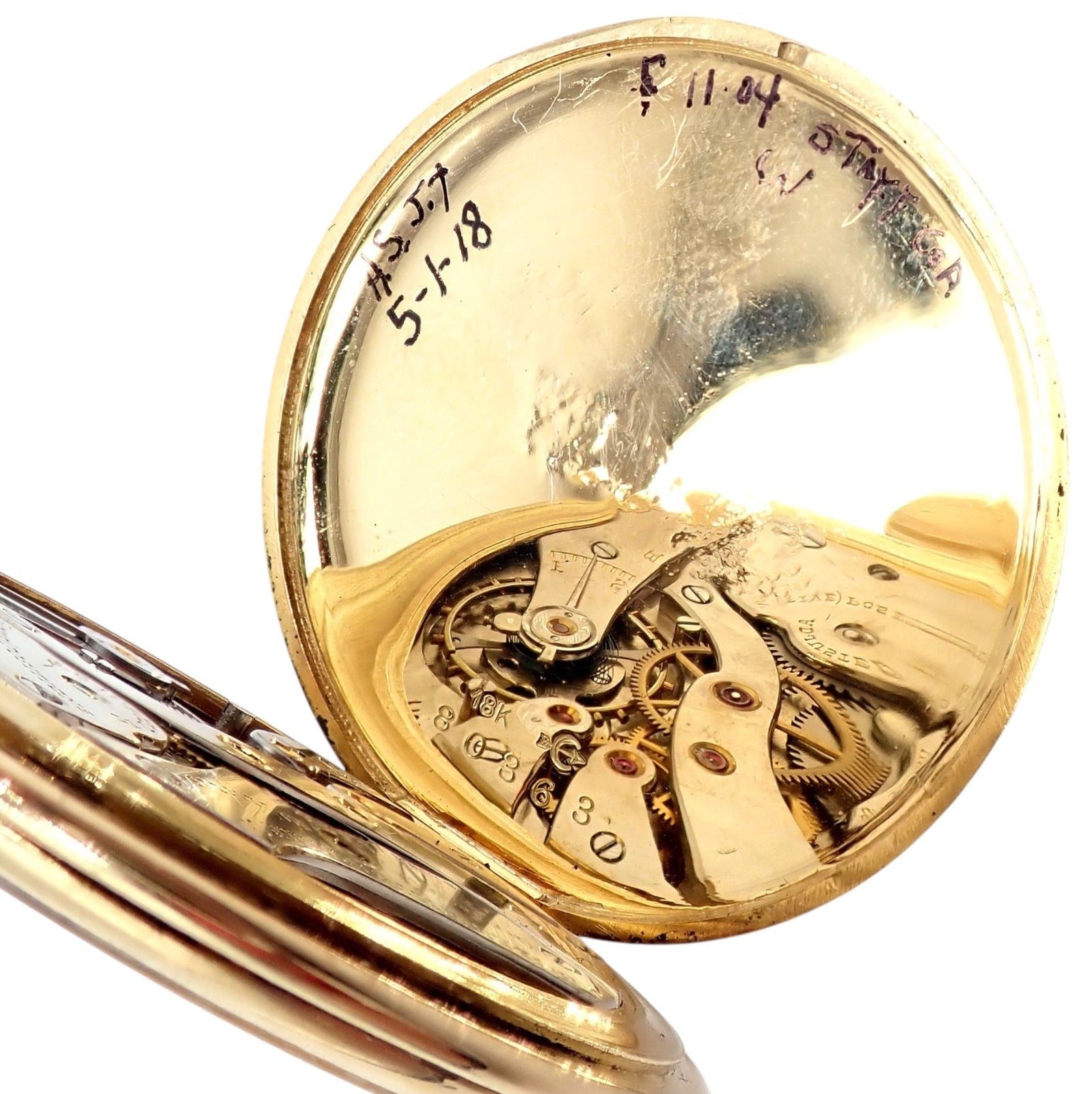 IWC International Watch Co. Cartier 18k Yellow Gold 19s Thin Pocket Watch 1940's | Fortrove