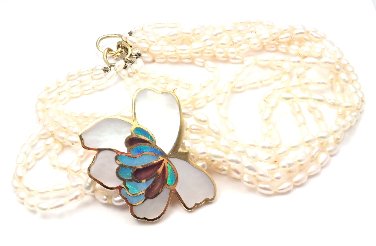 Tiffany & Co. Jewelry & Watches:Fine Jewelry:Necklaces & Pendants Authentic! Tiffany & Co 18k Yellow Gold Inlaid Mother Of Pearl Flower Necklace