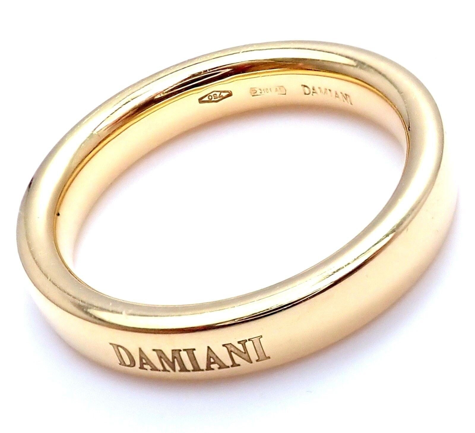 Rare! Authentic Damiani 18k Yellow Gold 3.5mm Band Ring Sz 5.5 | Fortrove