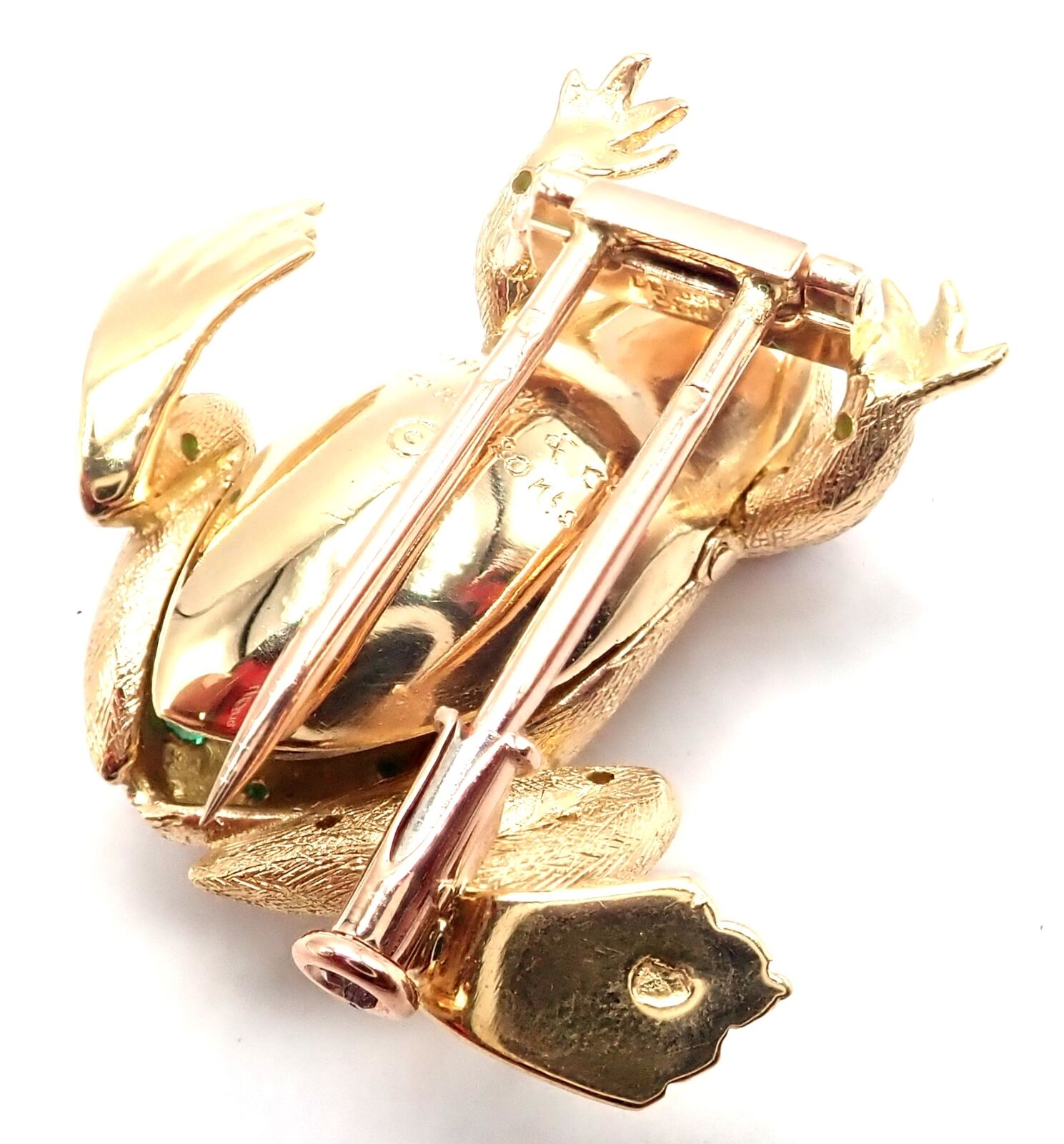 Vintage! Tiffany & Co. France 20k Yellow Gold Ruby Emerald Frog Pin Brooch | Fortrove