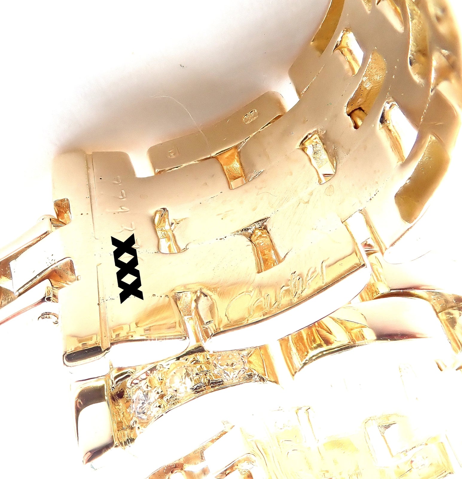 Authentic Cartier Maillon Panthere 18K Gold Diamond Five Row Link Gold Earrings | Fortrove