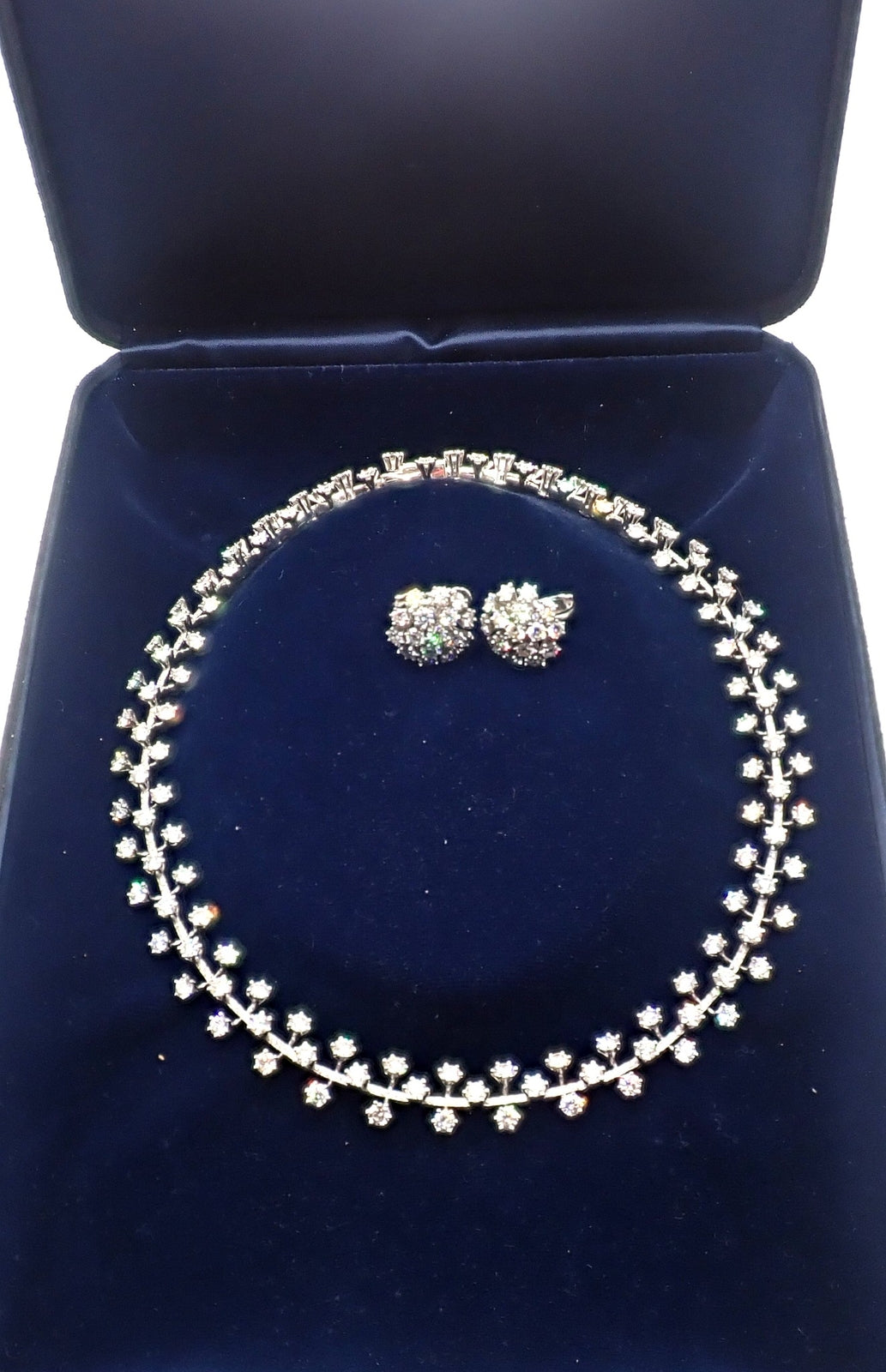 Authentic Tiffany & Co Spray Platinum Diamond Necklace Earrings Set Paper France | Fortrove
