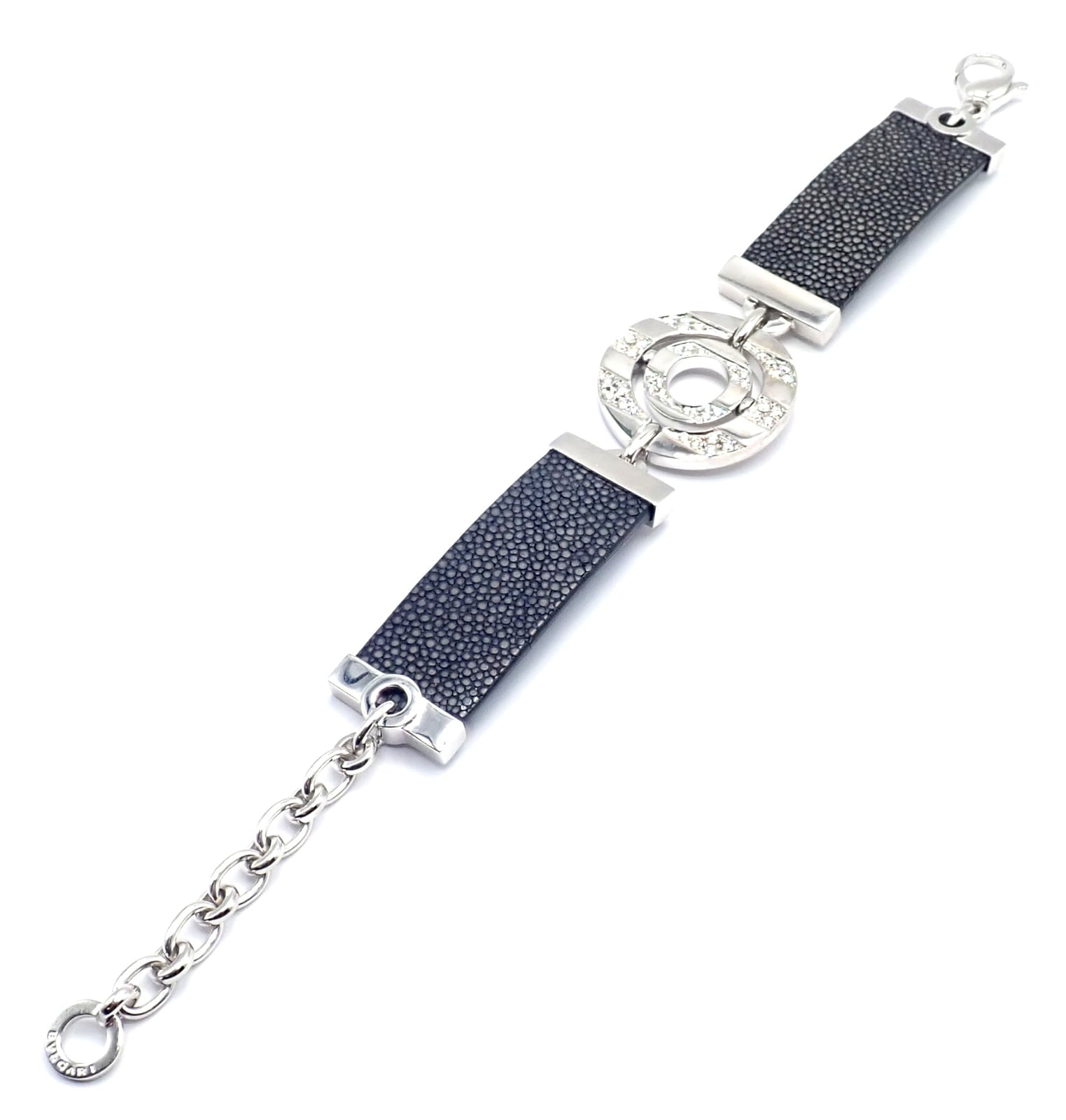 Bvlgari Jewelry & Watches:Fine Jewelry:Bracelets & Charms Authentic! Bvlgari Bulgari Astrale 18k White Gold Diamond Shagreen Bracelet