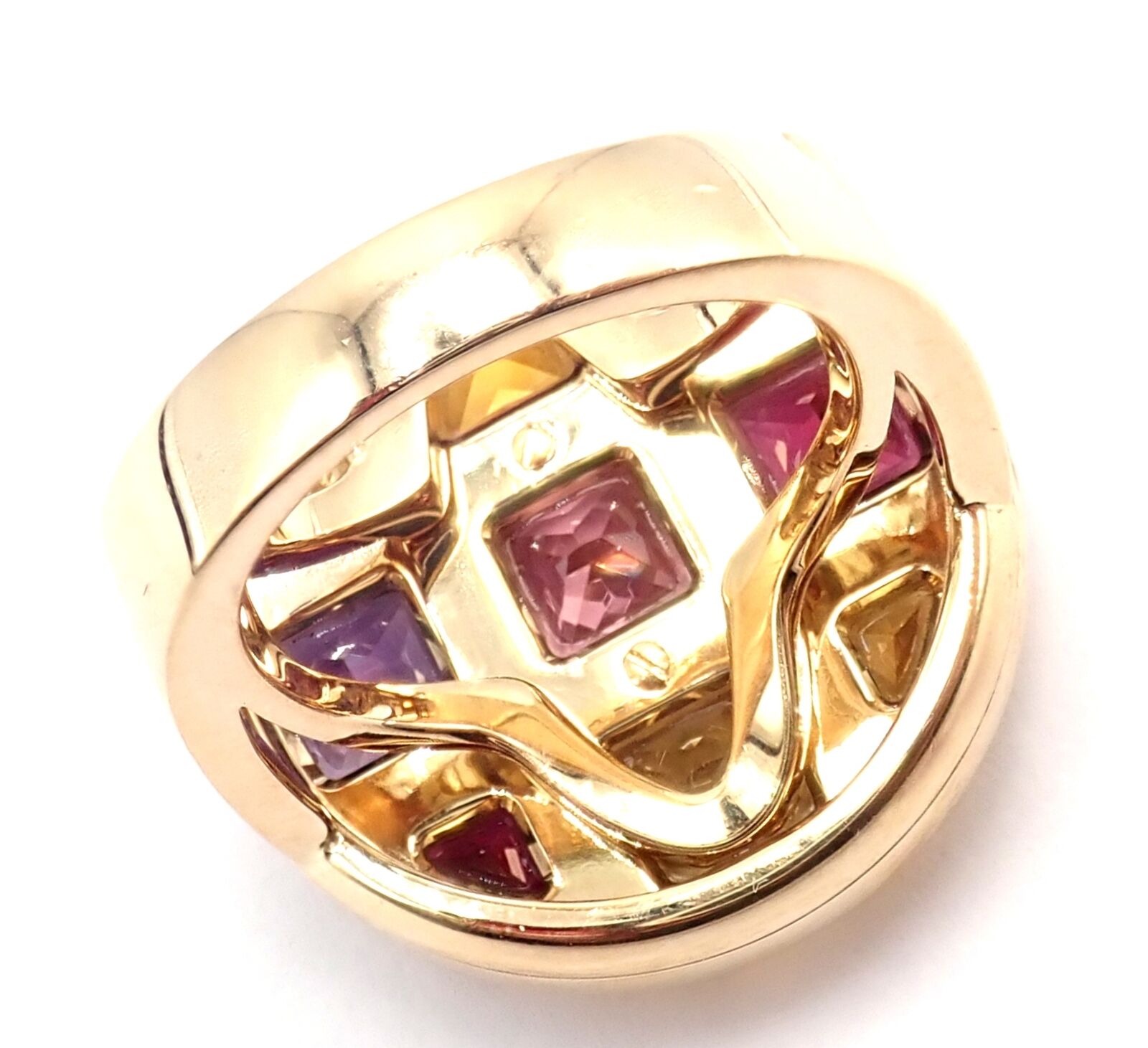 Authentic! Cartier Pasha 18k Yellow Gold Amethyst Citrine Garnet Tourmaline Ring | Fortrove