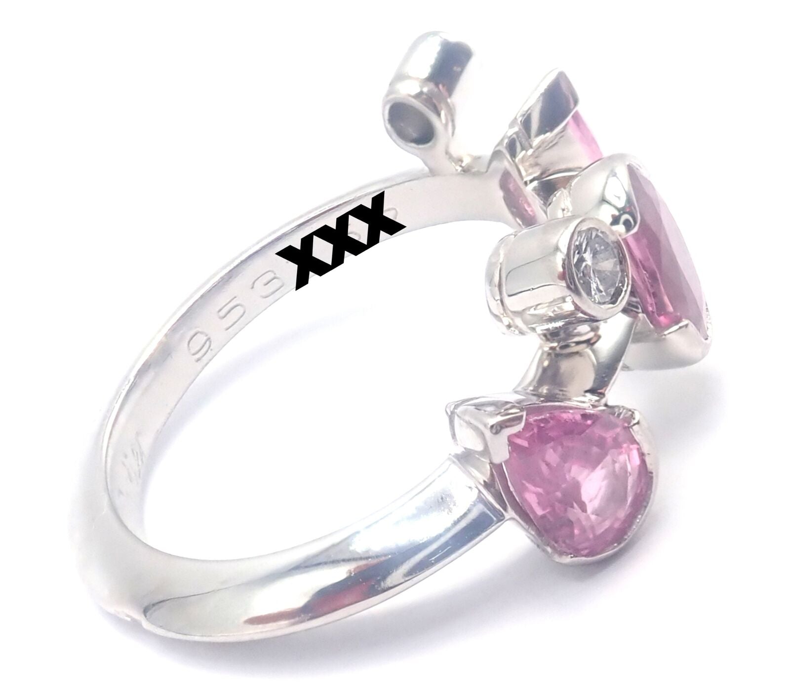 Authentic! Cartier Meli Melo Platinum Diamond Pink Sapphire Band Ring Cert. | Fortrove
