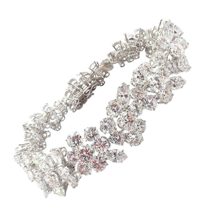 Authentic! Vintage Bvlgari Bulgari Platinum 38ct Diamond Floral Bracelet Paper | Fortrove