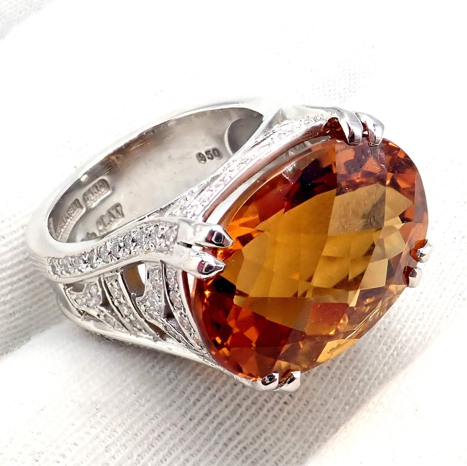 Kieselstein Cord Platinum 2.5ct Diamond Golden Citrine Cockatil Ring 1999 sz 6.5 | Fortrove