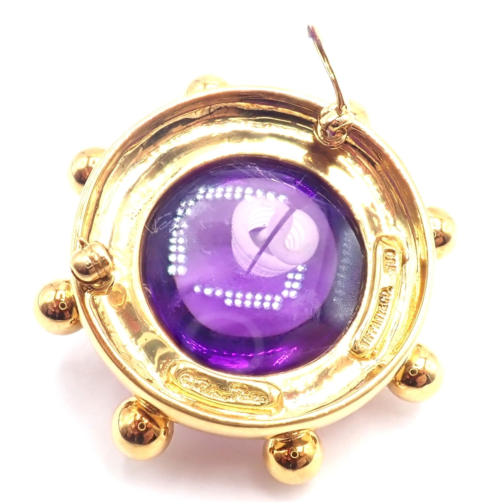 Paloma Picasso for Tiffany & Co. Jewelry & Watches:Fine Jewelry:Brooches & Pins Authentic! Tiffany & Co Paloma Picasso 18k Yellow Gold Large Amethyst Pin Brooch