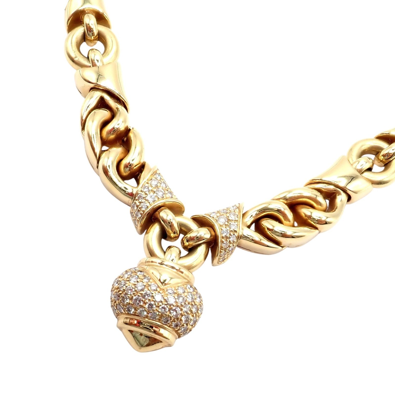 Rare! Bvlgari Bulgari 18k Yellow Gold Diamond Doppio Cuore Heart Necklace | Fortrove