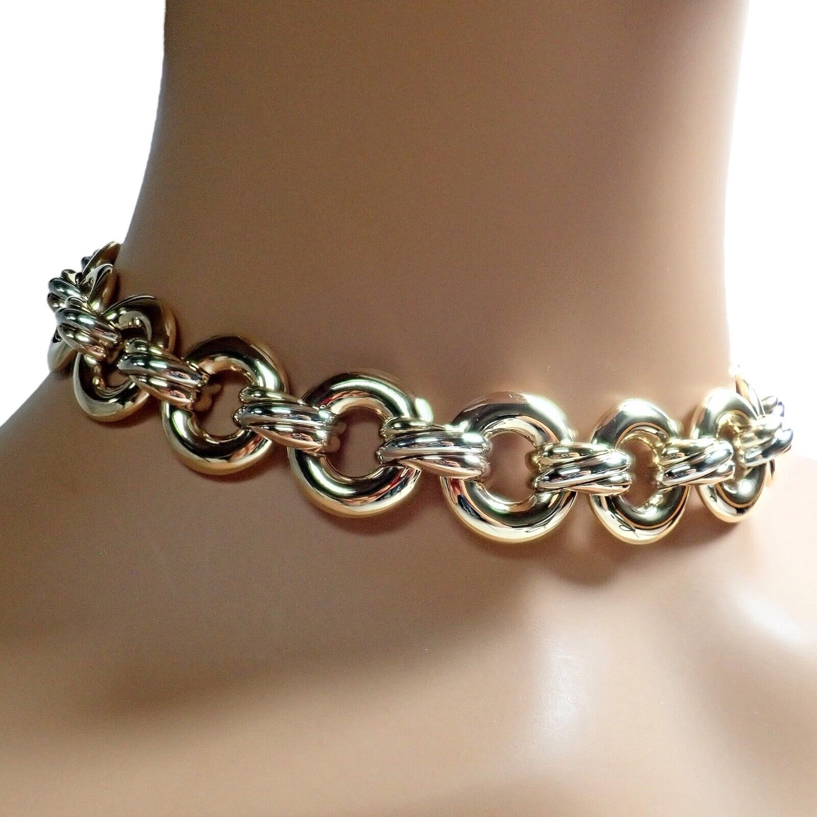 Vintage! Authentic Cartier Trinity 18k Tri-Color Gold Round Link Necklace 1996 | Fortrove