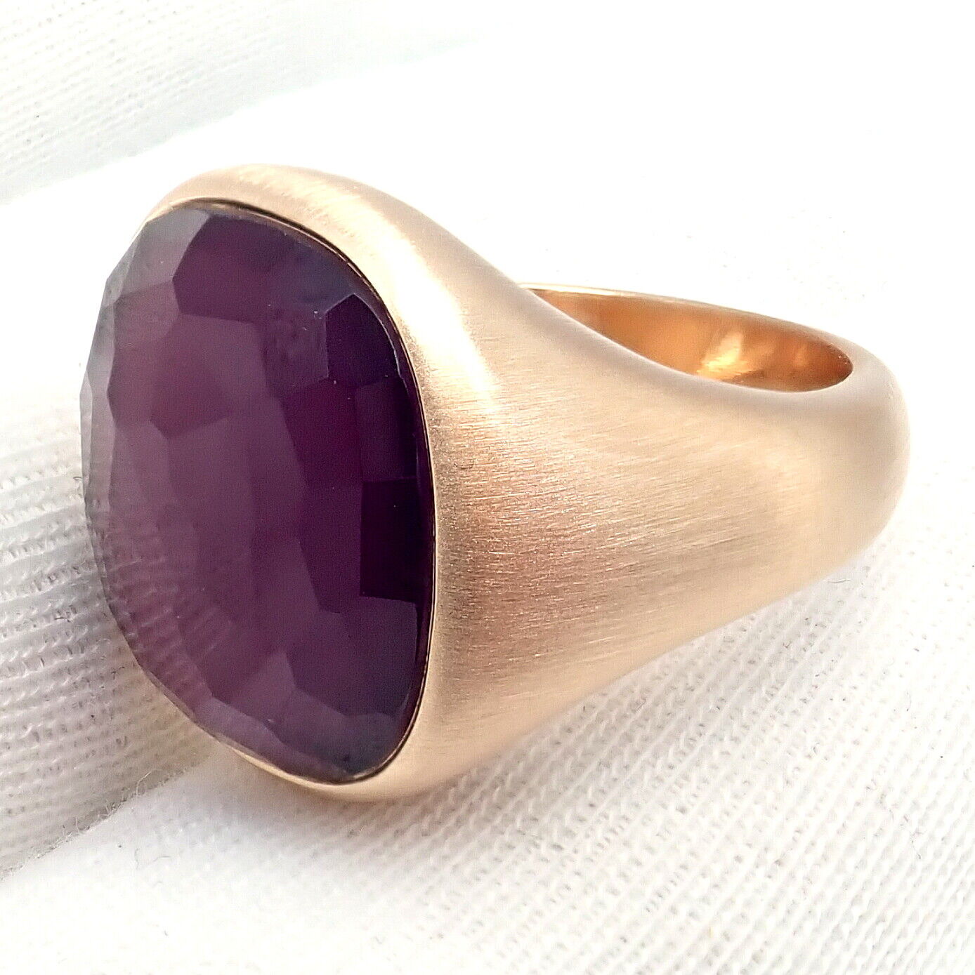 Authentic! Pomellato 18k Rose Gold Large Faceted Amethyst Victoria Ring sz 6.5 | Fortrove