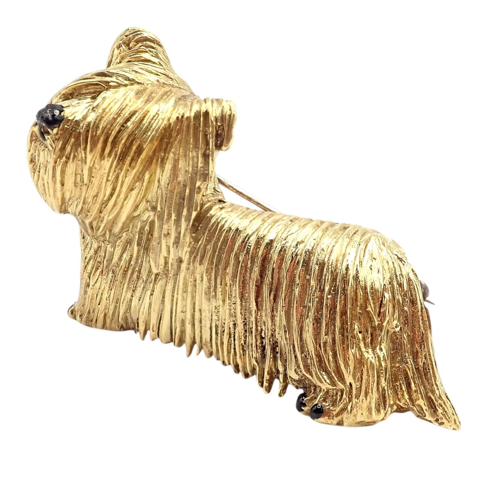 Rare! Vintage Tiffany & Co 18k Yellow Gold Enamel Dog Terrier Brooch Pin 1960's | Fortrove
