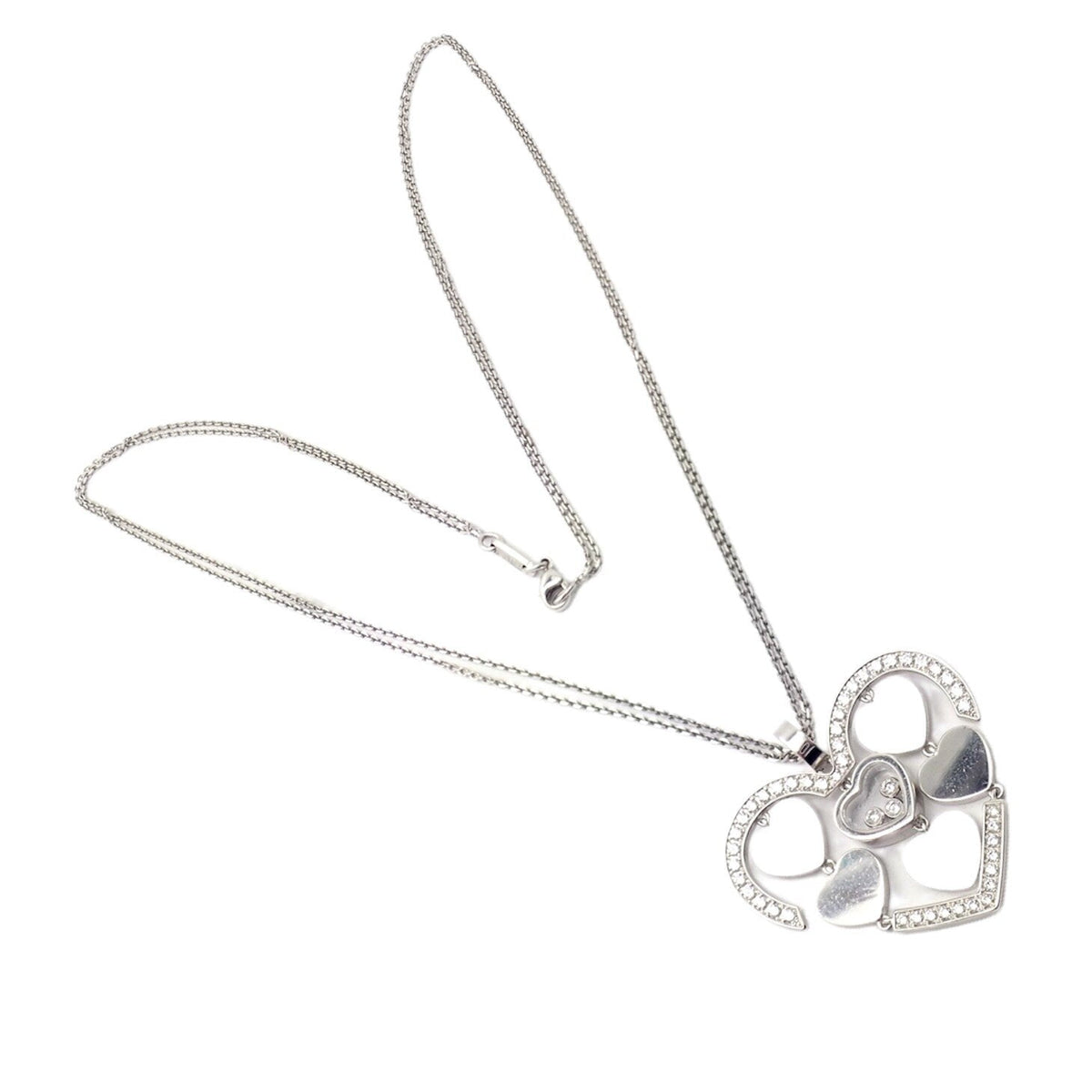 Chopard Jewelry & Watches:Fine Jewelry:Necklaces & Pendants Authentic! Chopard 18k White Gold Large Double Happy Hearts Diamond Necklace