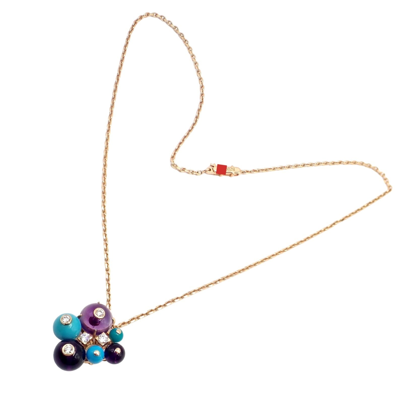 Cartier Jewelry & Watches:Fine Jewelry:Necklaces & Pendants Rare! Authentic Cartier 18k Rose Gold Turquoise Diamond Delices De Goa Necklace