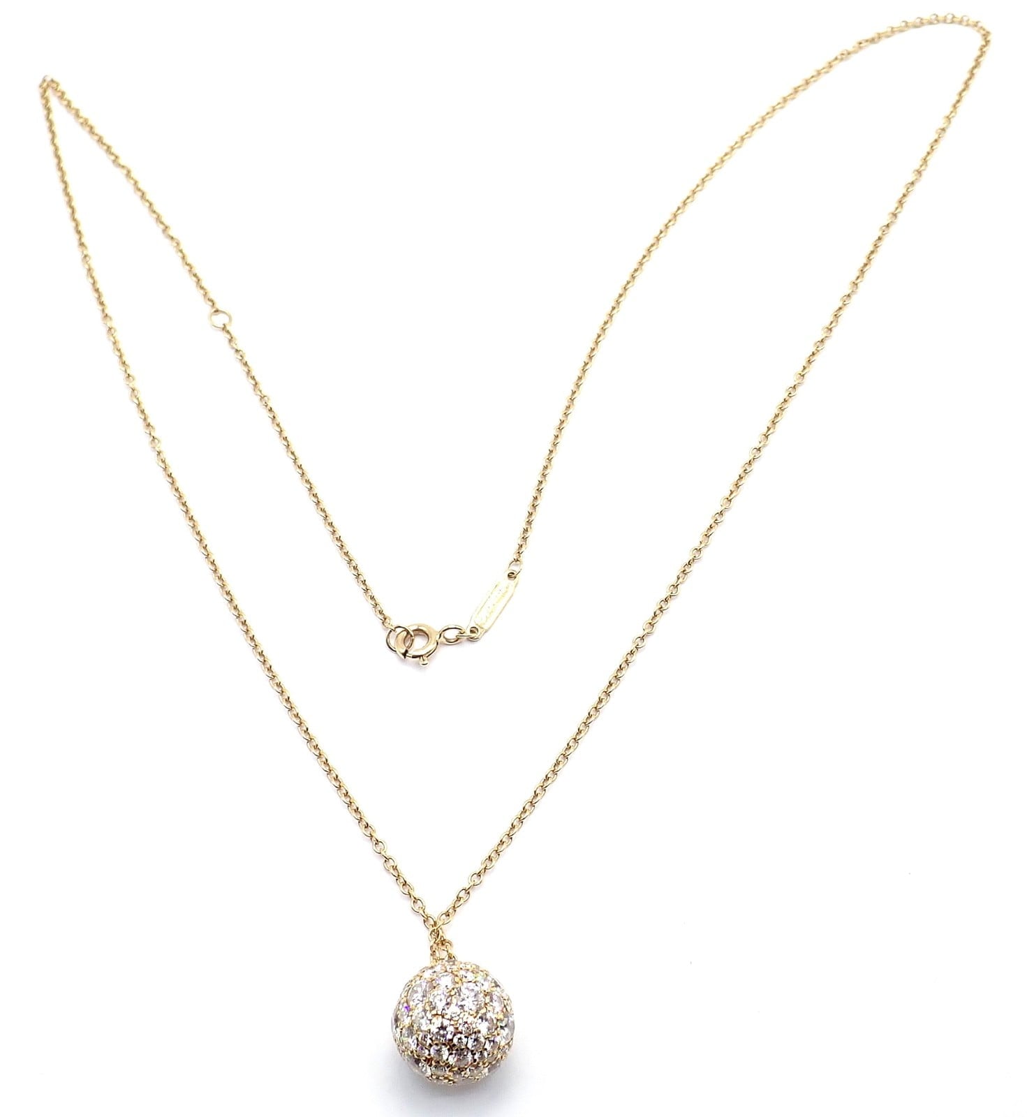 Tiffany & Co. Jewelry & Watches:Fine Jewelry:Necklaces & Pendants Authentic! Tiffany & Co 18k Yellow Gold Hardware Diamond Ball Pendant Necklace