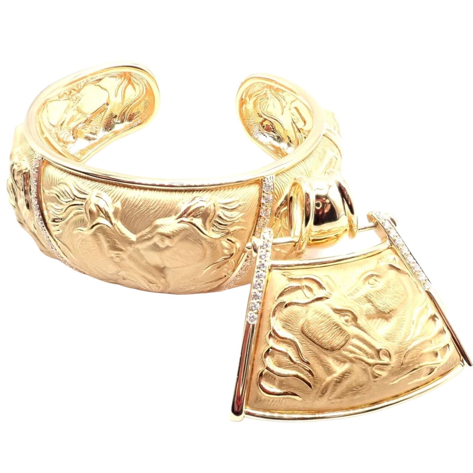 Authentic Carrera Y Carrera 18k Yellow Gold Equine Horse Pendant & Bracelet Set | Fortrove