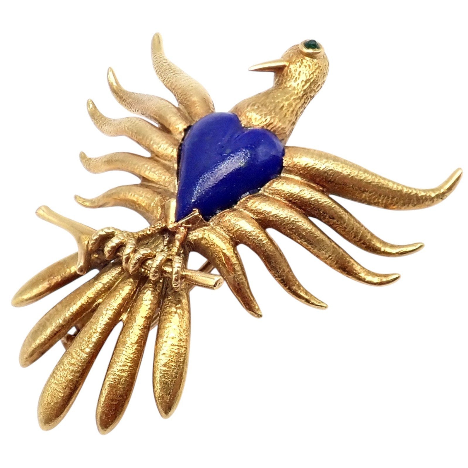 Tiffany & Co. Jewelry & Watches:Fine Jewelry:Brooches & Pins Rare! Tiffany & Co Schlumberger 18k Yellow Gold Lapis Phoenix Brooch Pin 1960's
