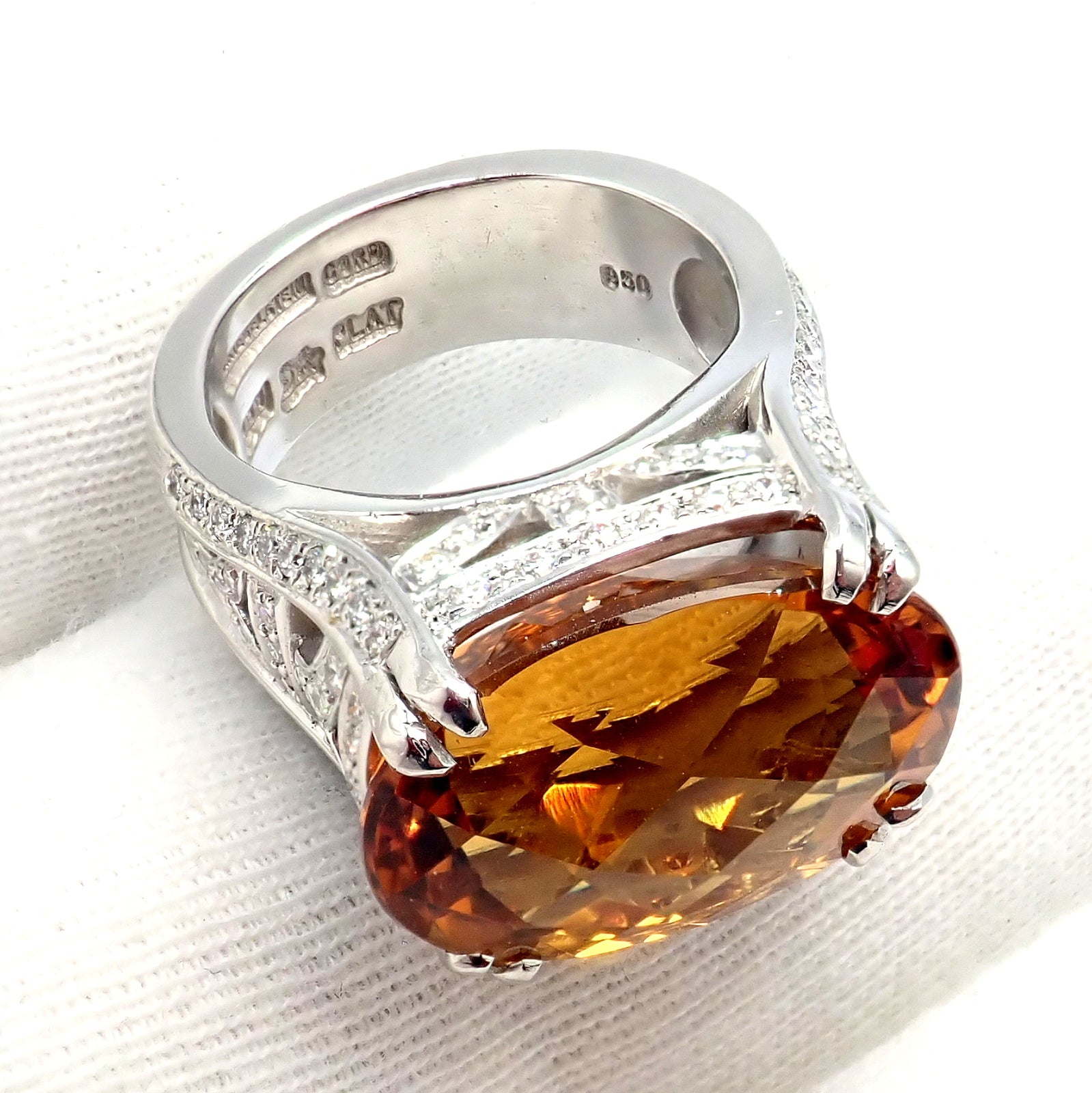 Kieselstein Cord Platinum 2.5ct Diamond Golden Citrine Cockatil Ring 1999 sz 6.5 | Fortrove