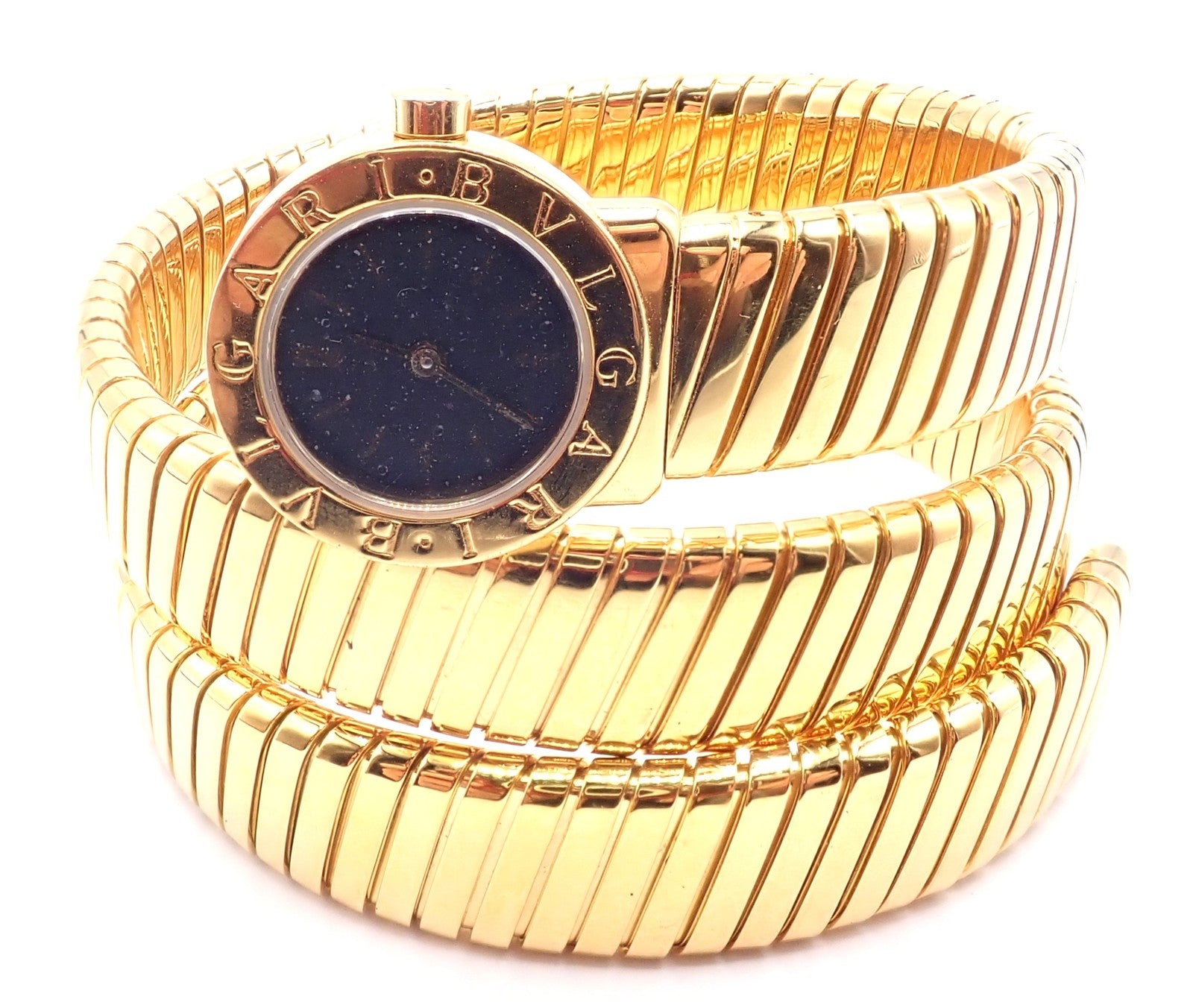 Authentic! Bulgari 18k Yellow Gold Tubogas Serpent Snake Bracelet Watch | Fortrove