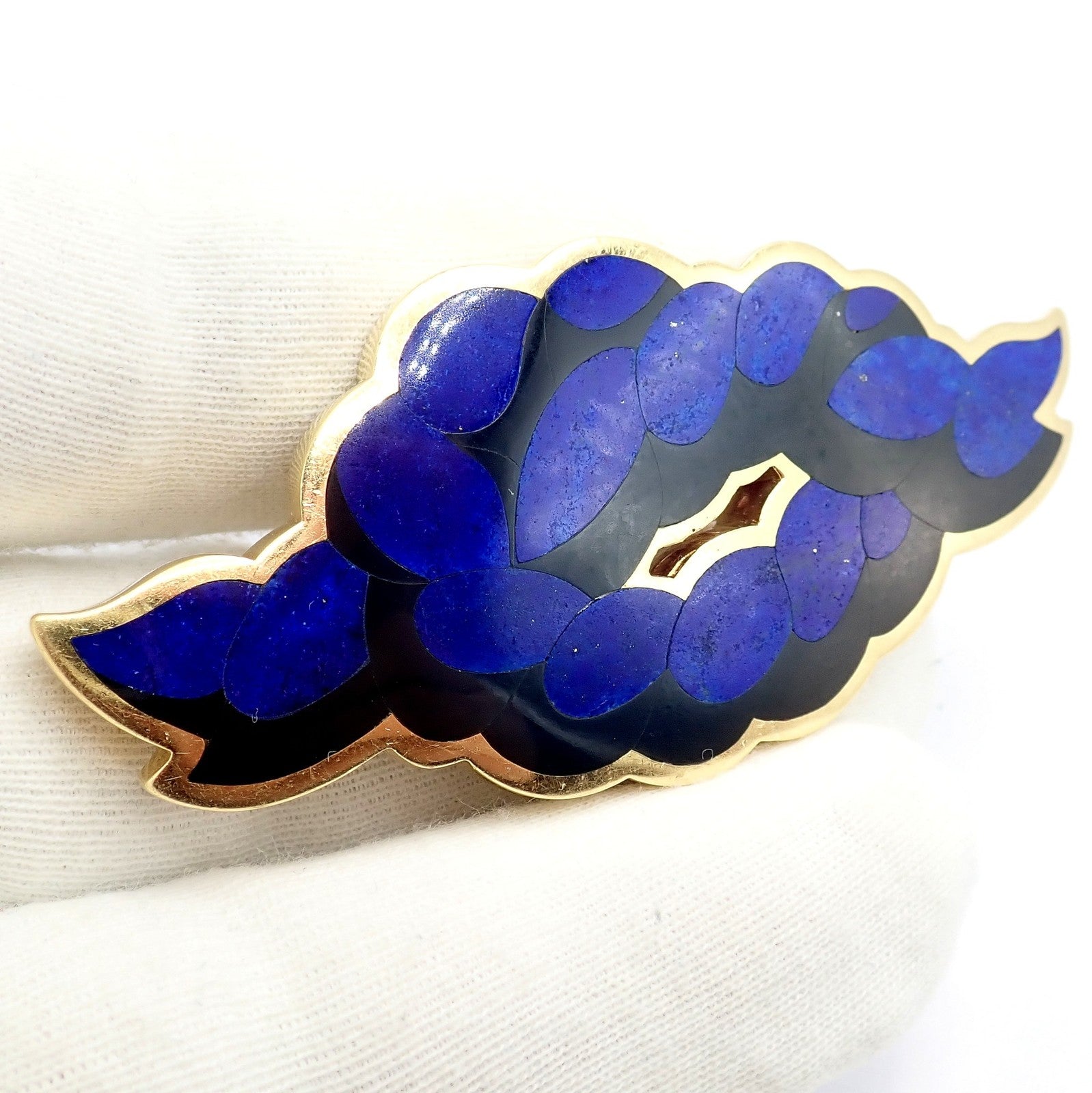 Rare Tiffany & Co. Cummings 18k Yellow Gold Lapis Onyx Nautical Rope Knot Brooch | Fortrove