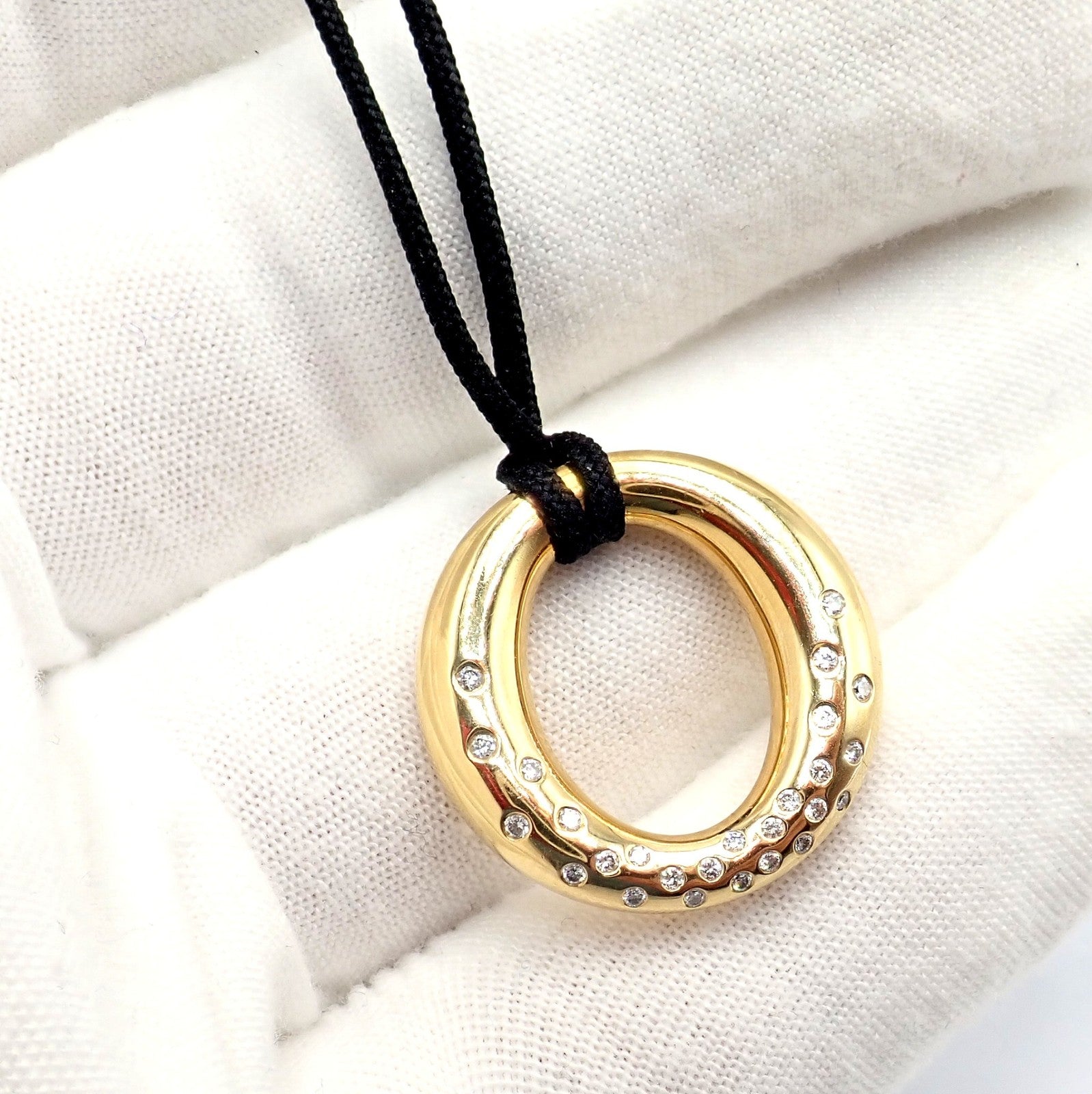 Authentic! Tiffany & Co 18k Yellow Gold Peretti 25mm Diamond Sevillana Necklace | Fortrove