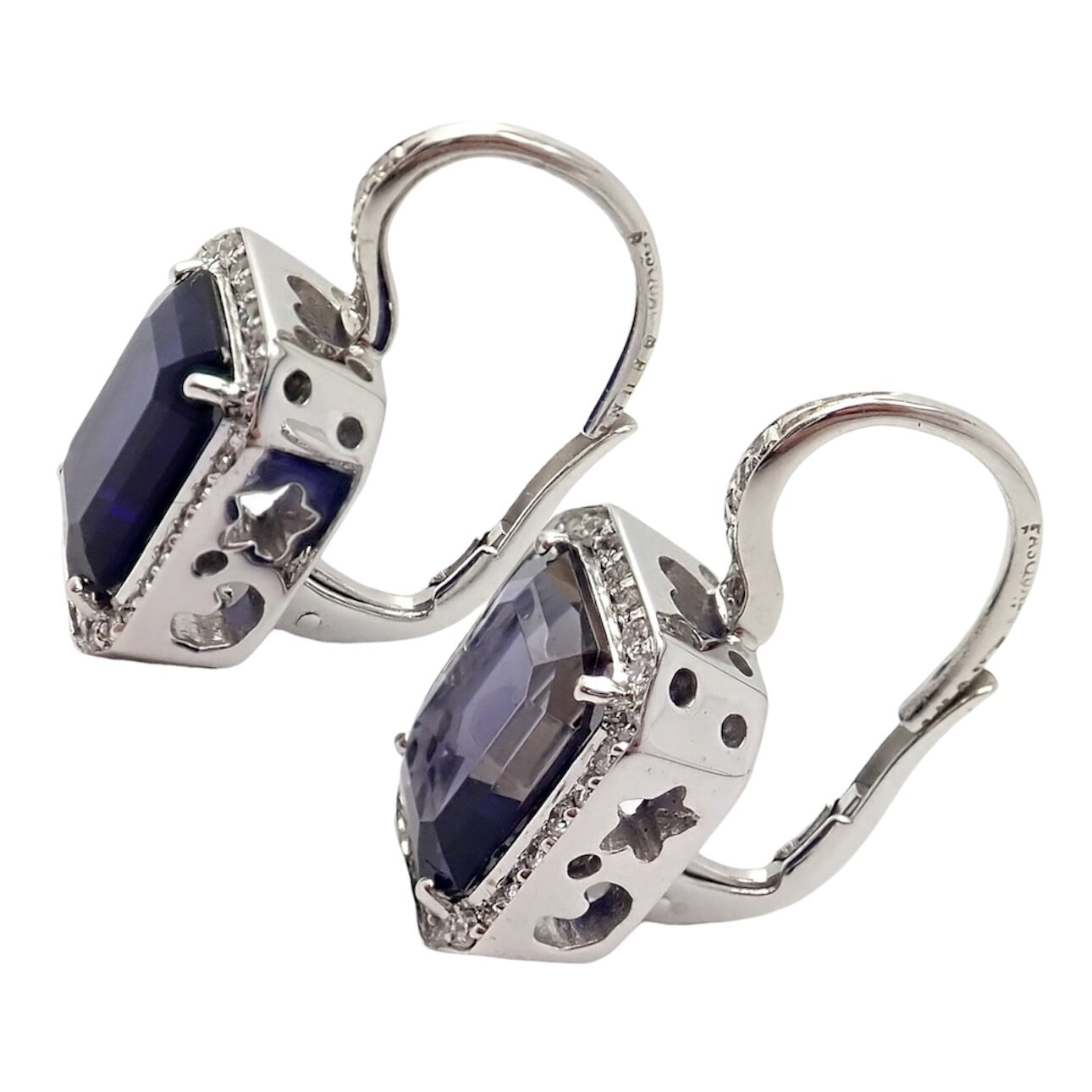 Pasquale Bruni Jewelry & Watches:Fine Jewelry:Earrings Authentic! Pasquale Bruni 18k White Gold Iolite Diamond Earrings