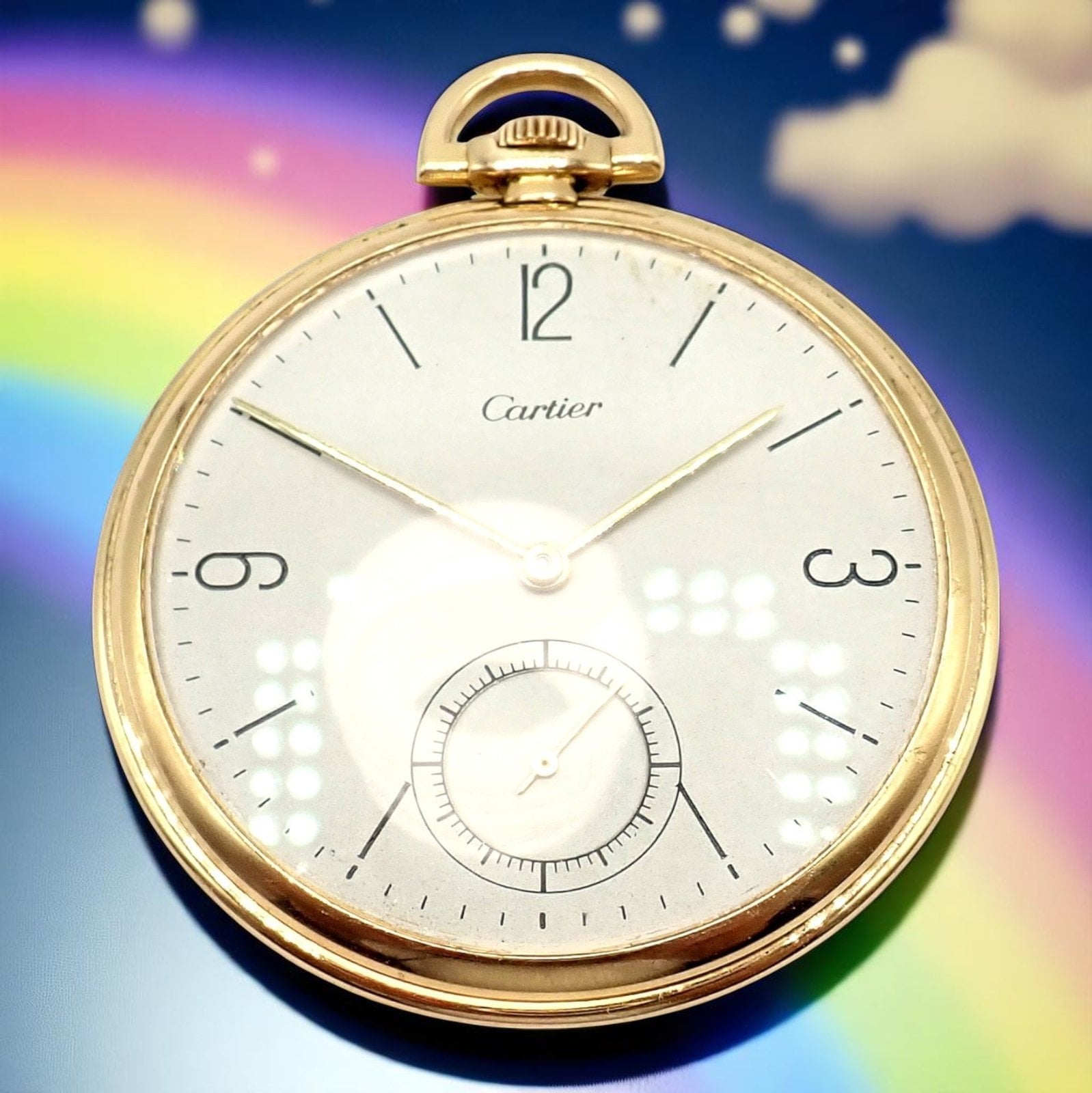 IWC Jewelry & Watches:Watches, Parts & Accessories:Watches:Pocket Watches IWC International Watch Co. Cartier 18k Yellow Gold 19s Thin Pocket Watch 1940's