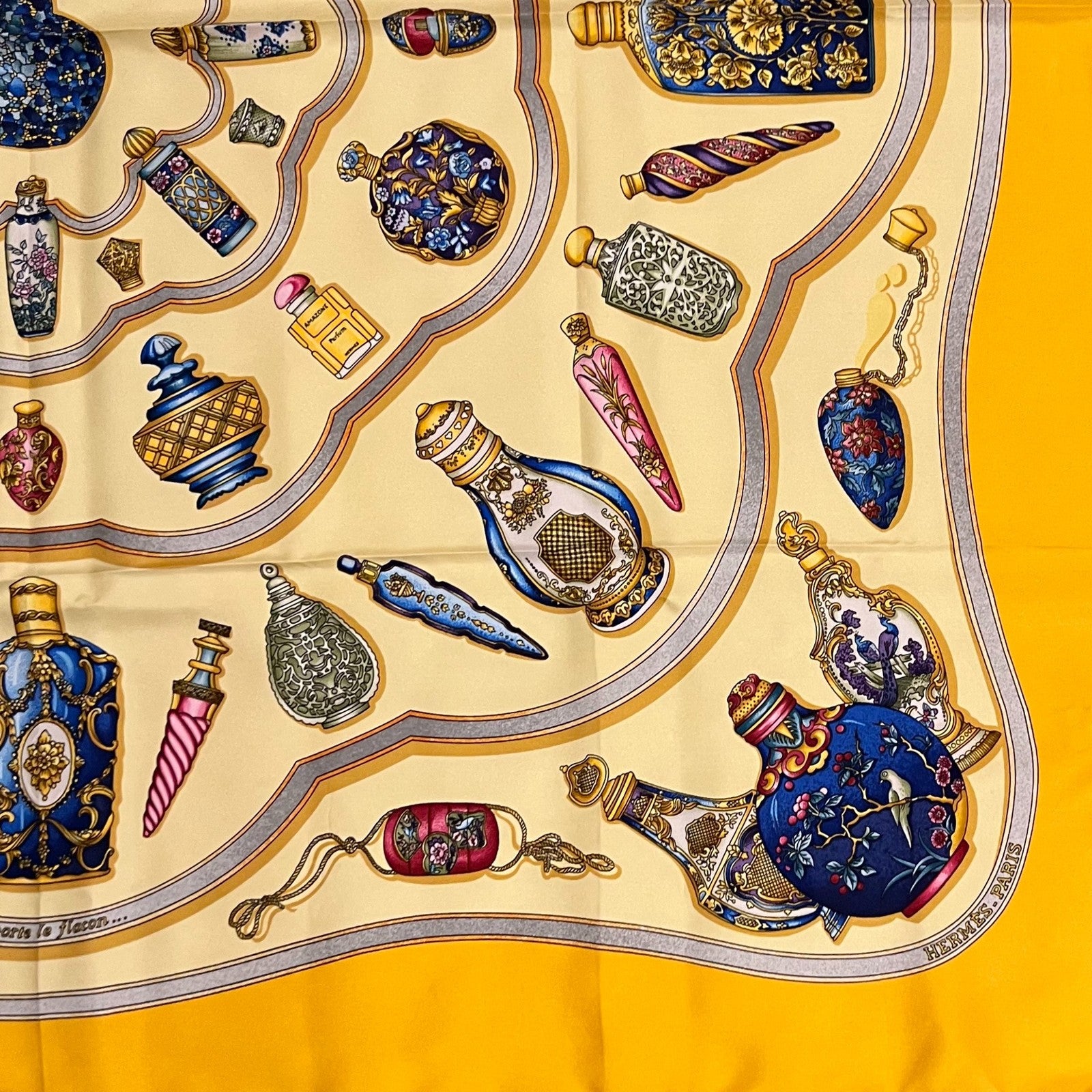 Hermes Clothing, Shoes & Accessories:Women:Women's Accessories:Scarves & Wraps Authentic RARE! HERMES Qu'importe le Flacon Silk Scarf