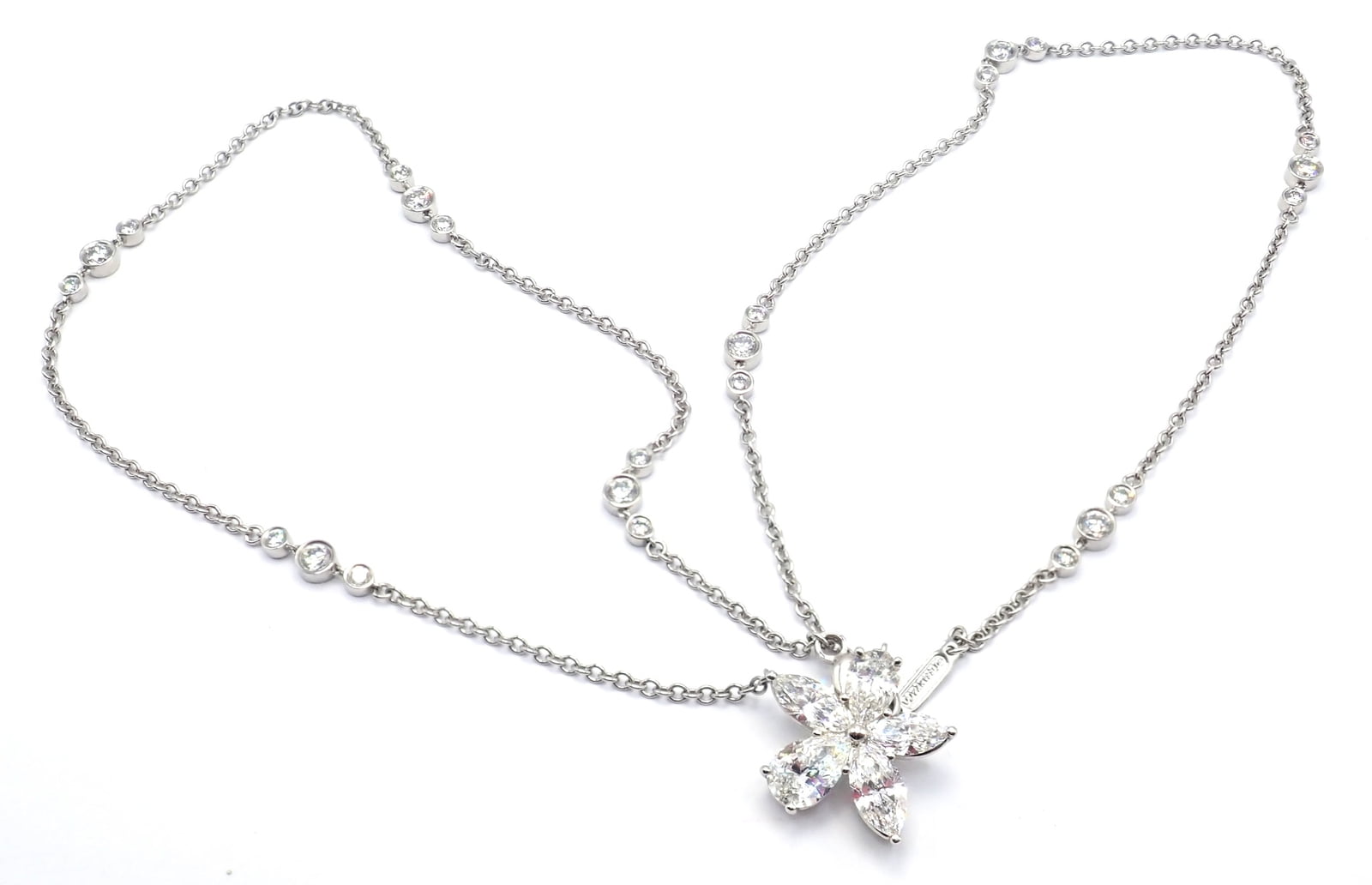 Tiffany & Co. Jewelry & Watches:Fine Jewelry:Necklaces & Pendants Authentic! Tiffany & Co Victoria Platinum Diamond Mixed Cluster Pendant Necklace