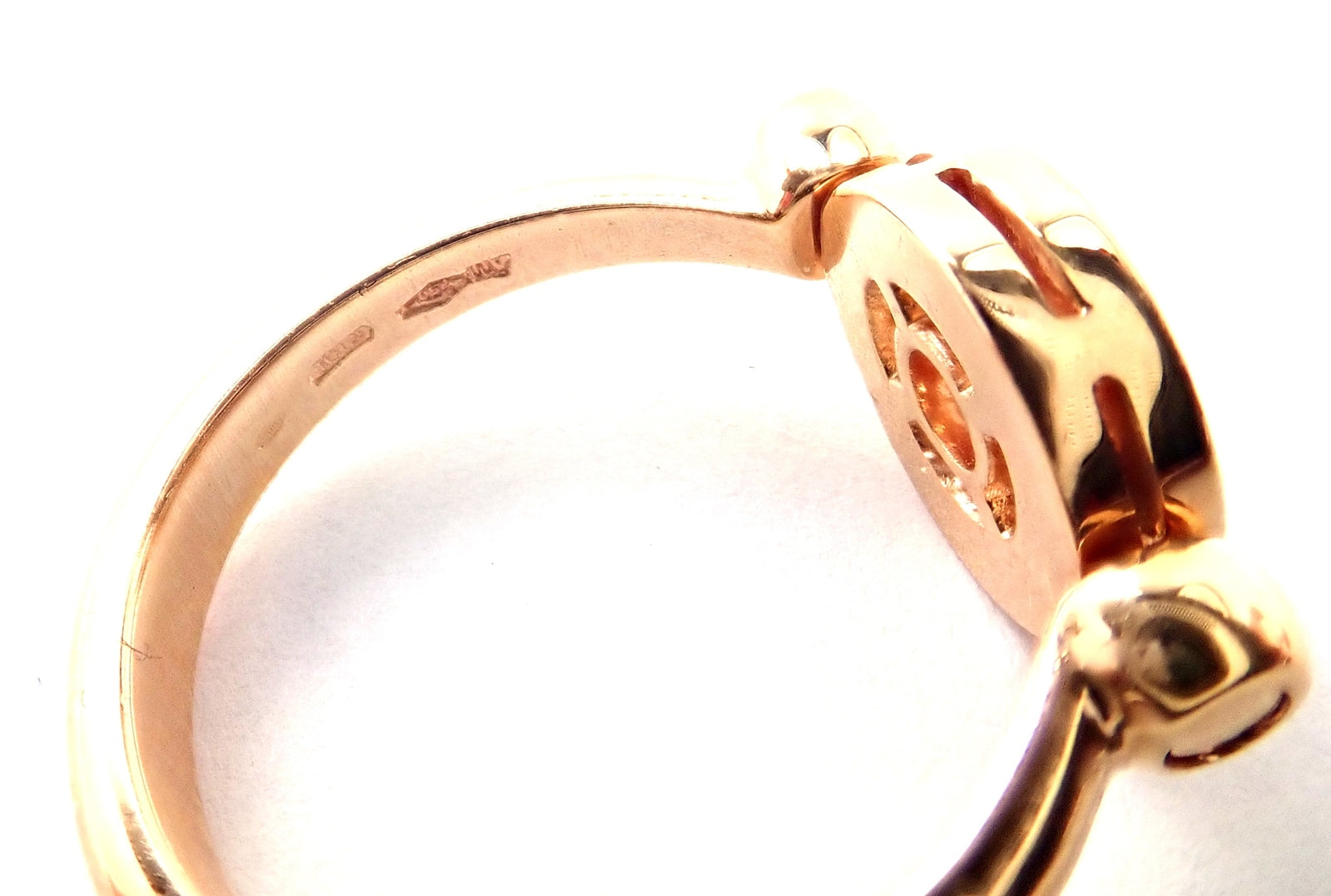 Authentic! BULGARI BVLGARI 18k Rose Gold Diamond Flip Ring Size 5.75 | Fortrove