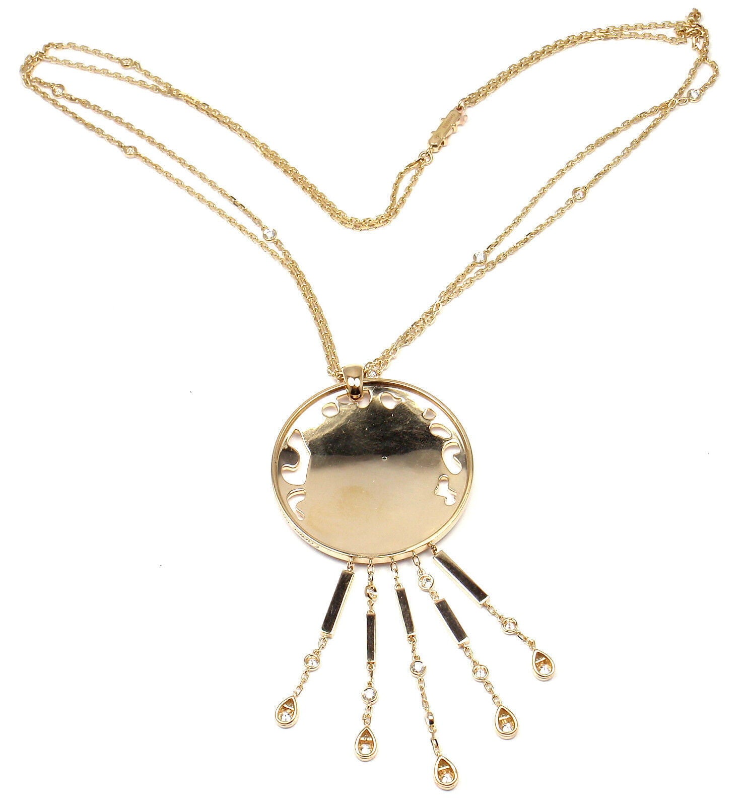 Cartier Jewelry & Watches:Fine Jewelry:Necklaces & Pendants Authentic! Cartier Panther 18k Yellow Gold Diamond Tsavorite Lacquer Necklace