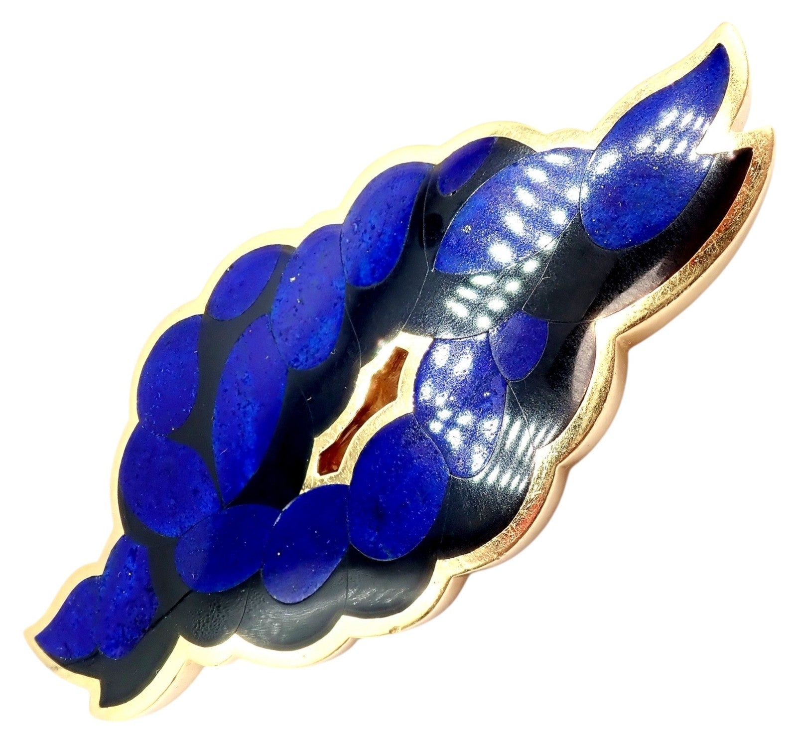 Rare Tiffany & Co. Cummings 18k Yellow Gold Lapis Onyx Nautical Rope Knot Brooch | Fortrove