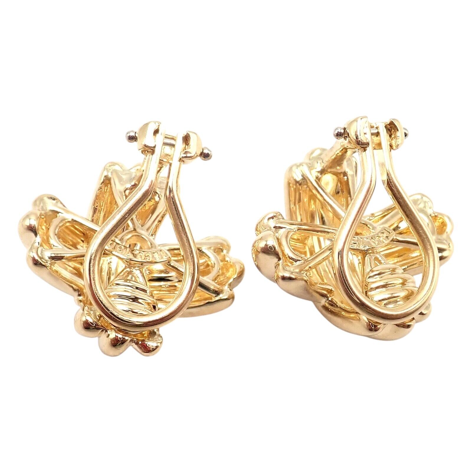 Authentic! Vintage Tiffany & Co X Kiss 18k Yellow Gold Medium Earrings | Fortrove