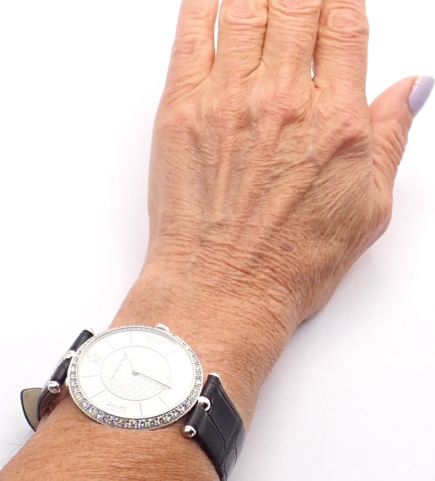 Van Cleef & Arpels Pierre Arpels 18K White Gold Diamond 38mm Watch Cert. Box! | Fortrove