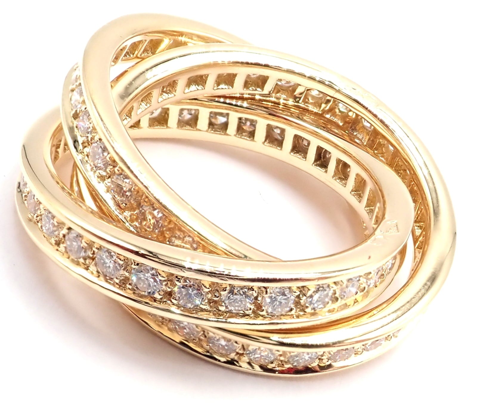 Cartier Jewelry & Watches:Fine Jewelry:Rings Authentic! Cartier 18k Yellow Gold Diamond Trinity Band Ring Size 5 3/4 Paper