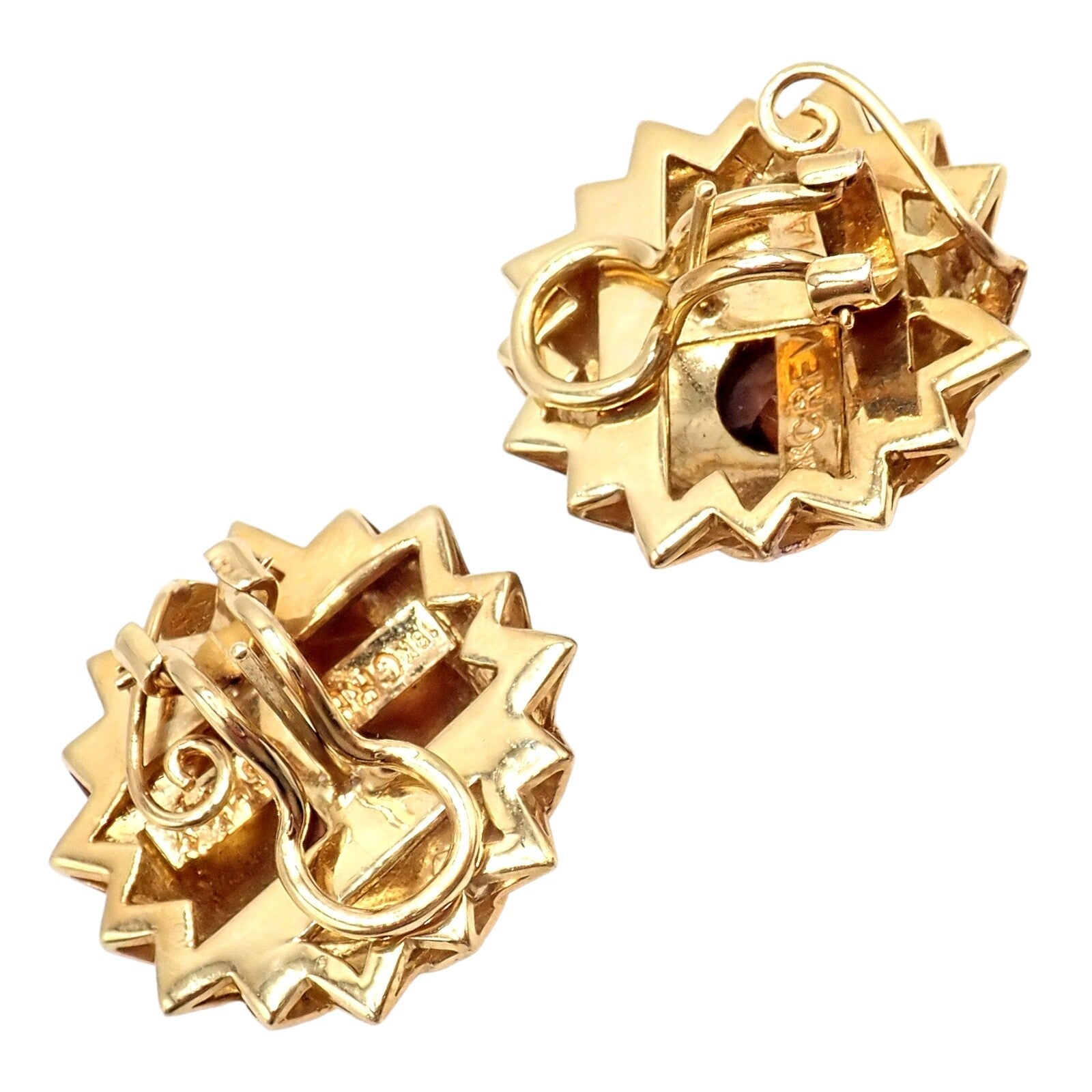 Rare! Vintage Paula Crevoshay 18k Gold Brown Zircon Round Flower Earrings OOAK | Fortrove