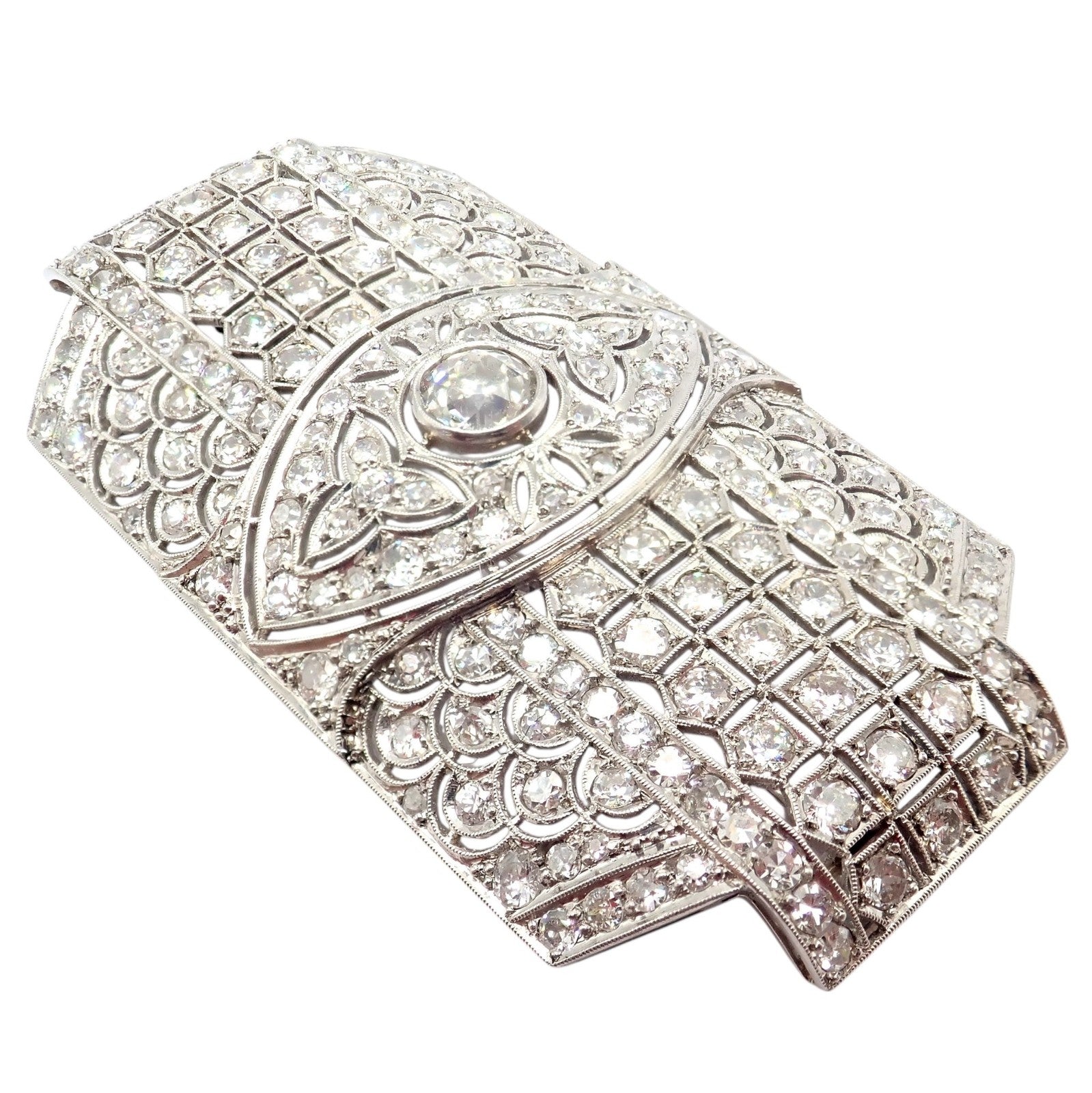 Estate Jewelry & Watches:Fine Jewelry:Brooches & Pins Vintage Estate Antique Art Deco Platinum 5.80ctw Diamond Pin Brooch