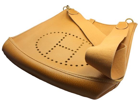 Hermes Clothing, Shoes & Accessories:Women:Women's Bags & Handbags Authentic! Hermes Evelyne Natural Tan Clemence Leather GM Handbag Purse