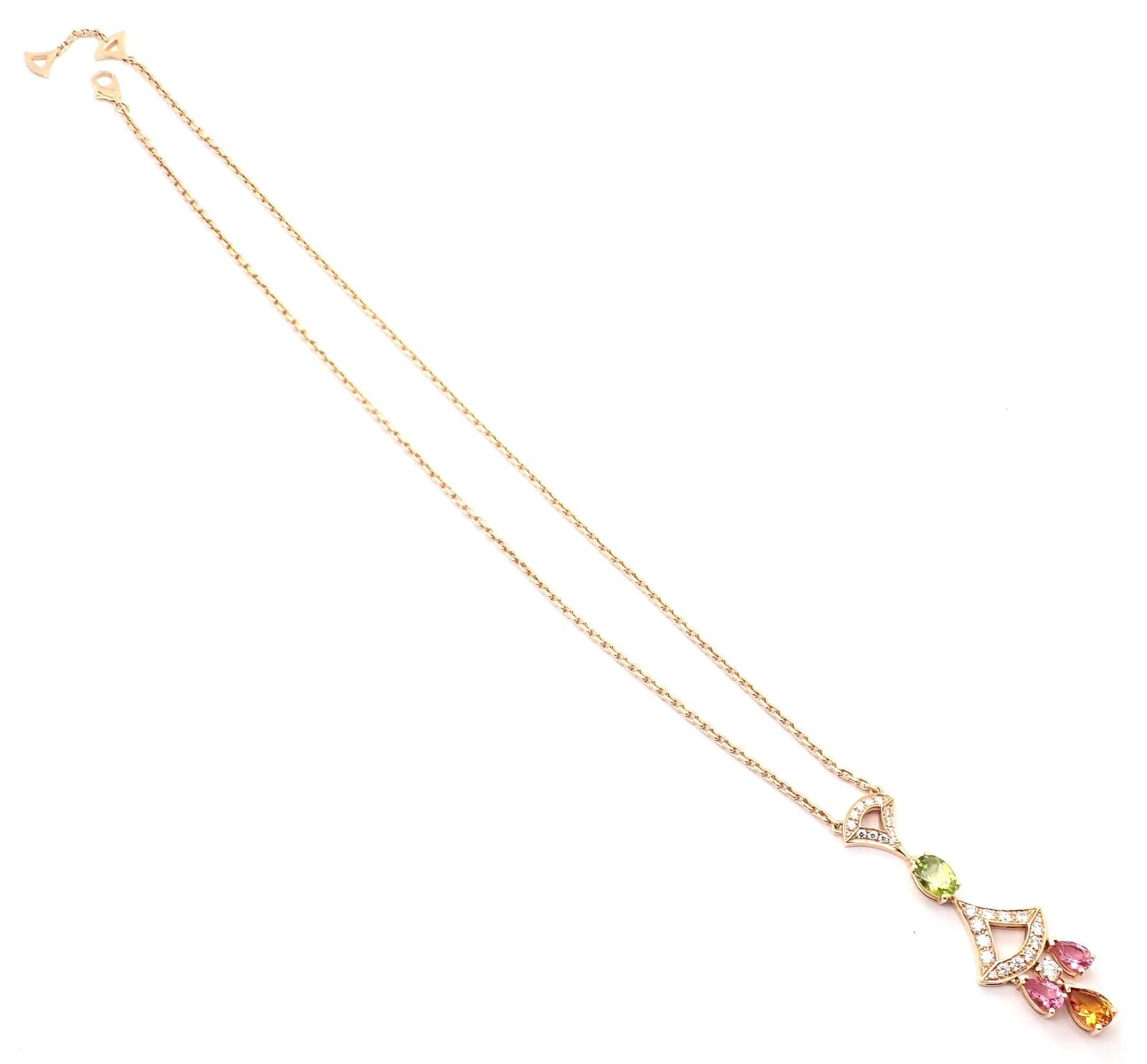 Bulgari Jewelry & Watches:Fine Jewelry:Necklaces & Pendants Authentic Bvlgari Bulgari Diva Dream 18k Rose Gold Diamond Peridot Necklace Cert