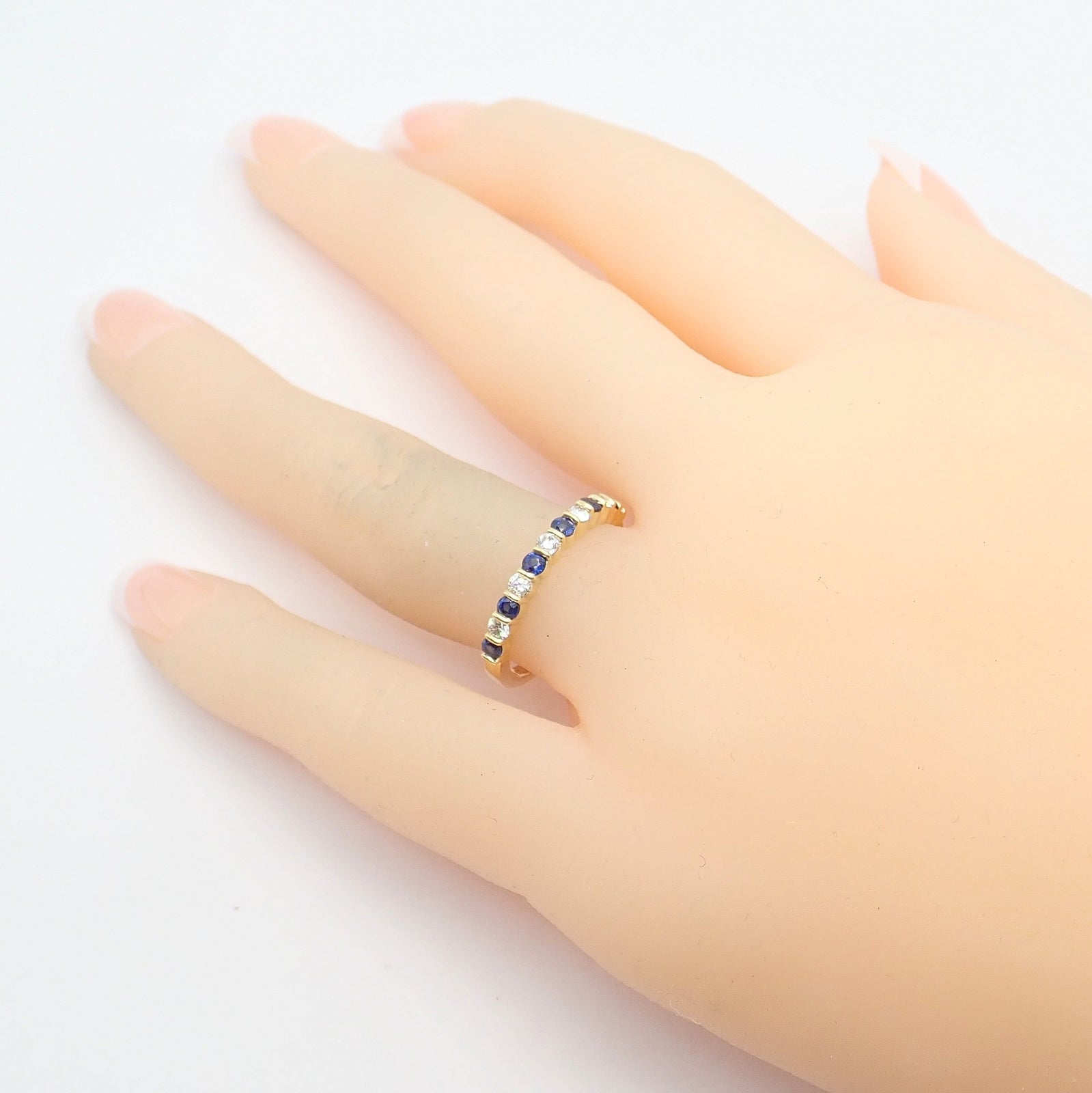 Vintage! Authentic Tiffany & Co 18k Yellow Gold Diamond Sapphire Band Ring sz 7 | Fortrove